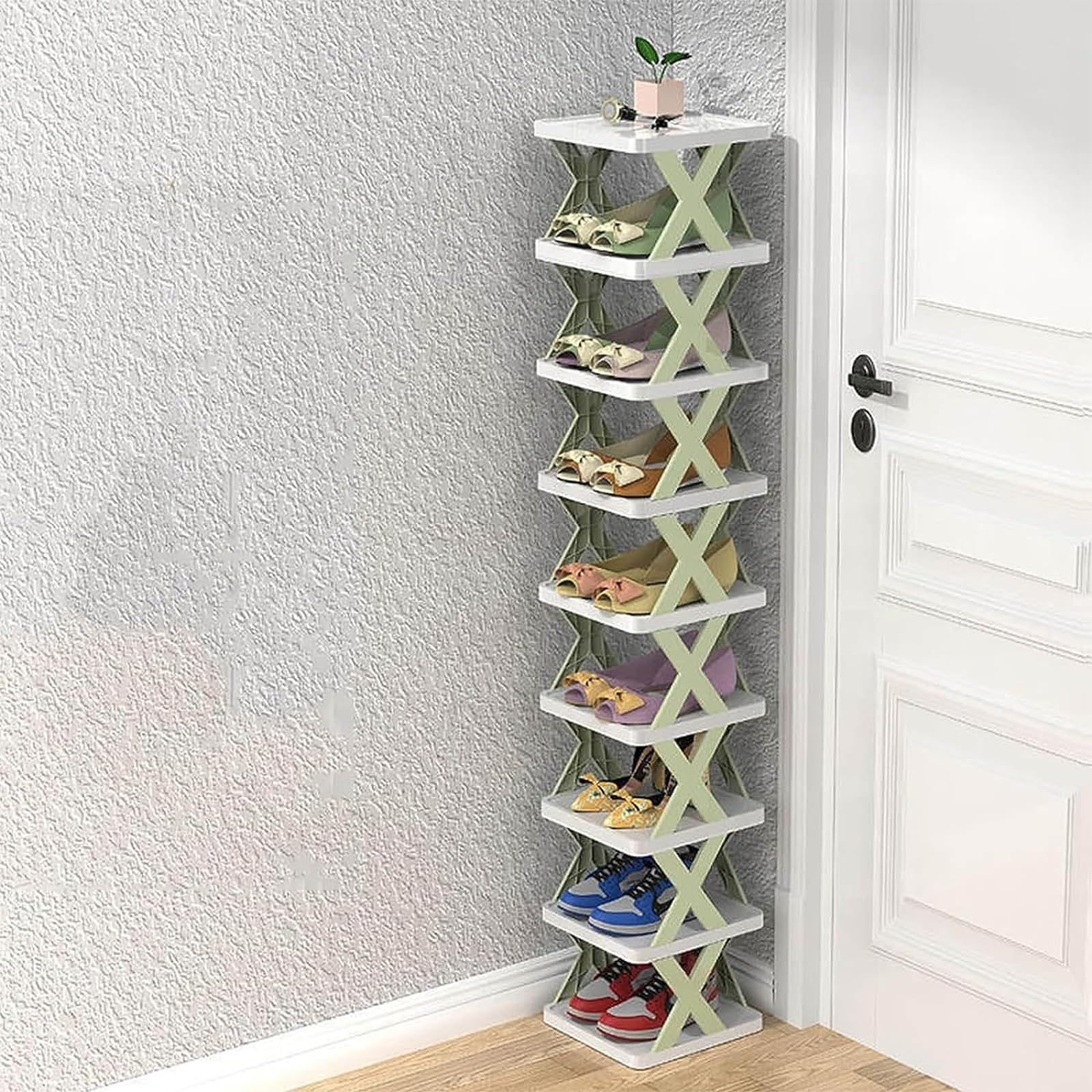 LXURY 8-Tier Foldable Metal Shoe Rack, Contemporary Style, Tiered Shelf, Space Saving Vertical Shoe Organizer, Home Supplies for Entryway, Bedroom, Living Room