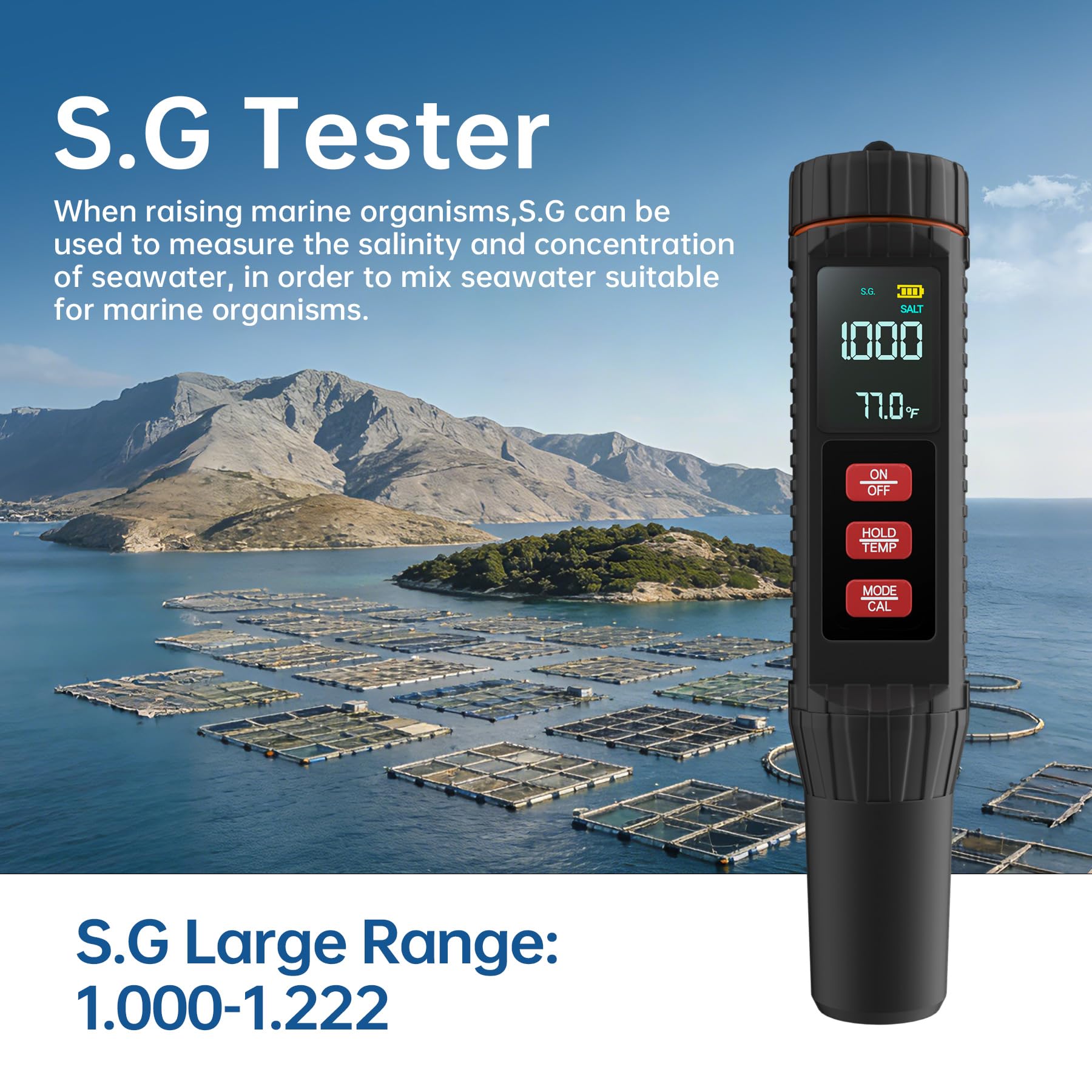 Forever Speed Medidor de pH Agua 7 en 1 pH Meter pH/TDS/EC/ORP/SALT/S.G./TEMP Alta Precisión para Piscina Acuario