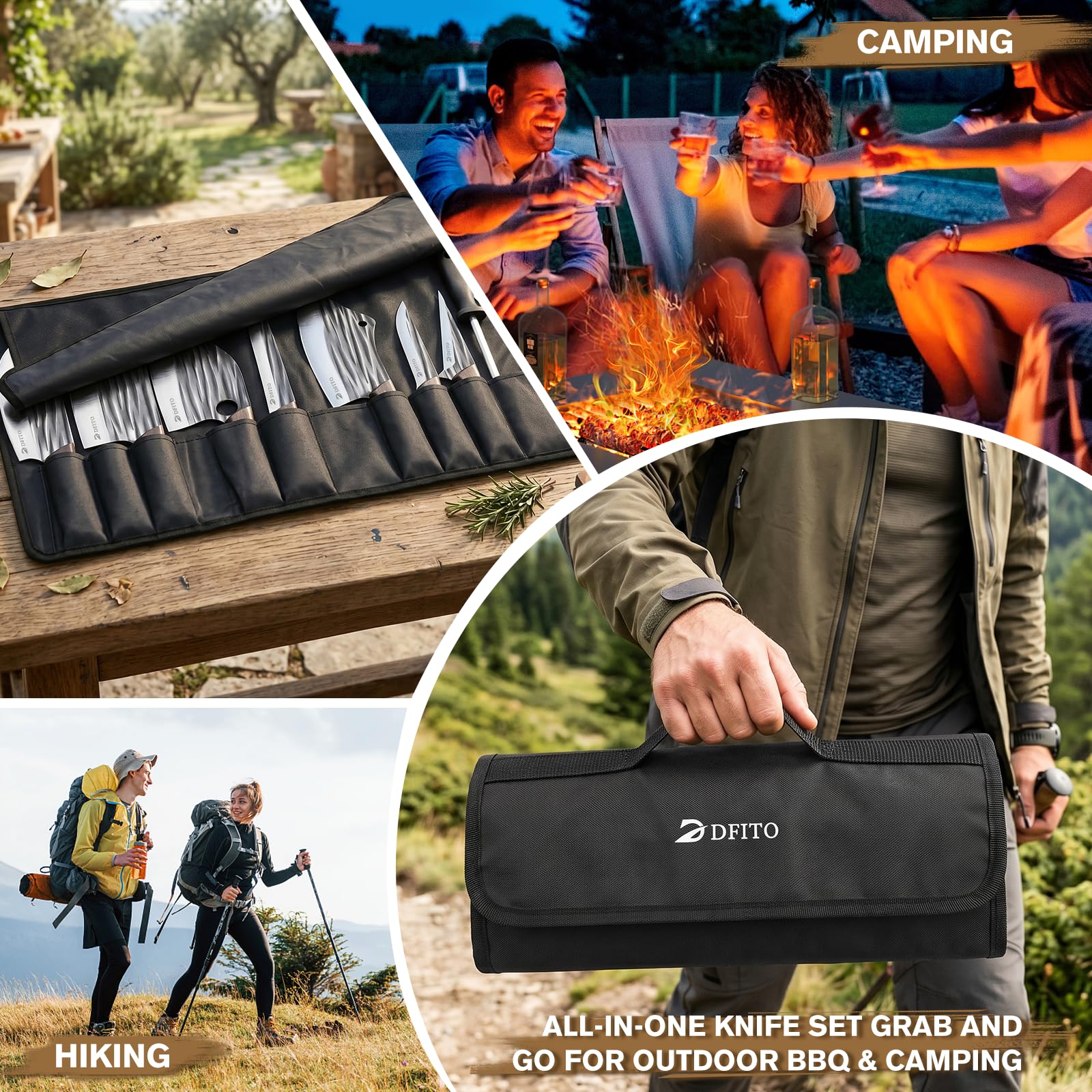 Dfito Butcher Knife Set, Sharp Kitchen Knife Set with Roll Bag Gift for Men — Amazon image 7