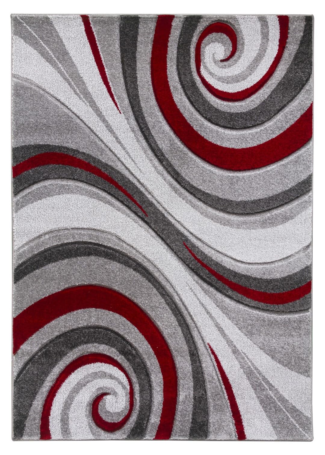 SrS Rugs® Impulse - Area Rug for Living Room, Bedroom, Hallway Runner Rug - Abstract Geometric Design - Provides Home with Comfort and Warmth (Spirals Red, 67cm x 240cm) — image 1