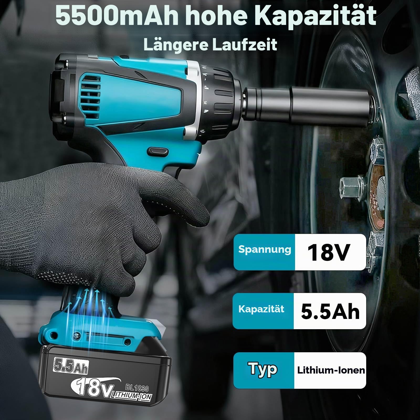 2X 5.5Ah Ersatzkku für Makita Akku 18V + Dual Port 6A Ladegerät DC18RD