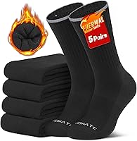 CLOSEMATE Men's Thermal Winter Crew Socks - Thick Cushioned Warm Boot Socks for Hiking Work Cold Weather 5 Pairs
