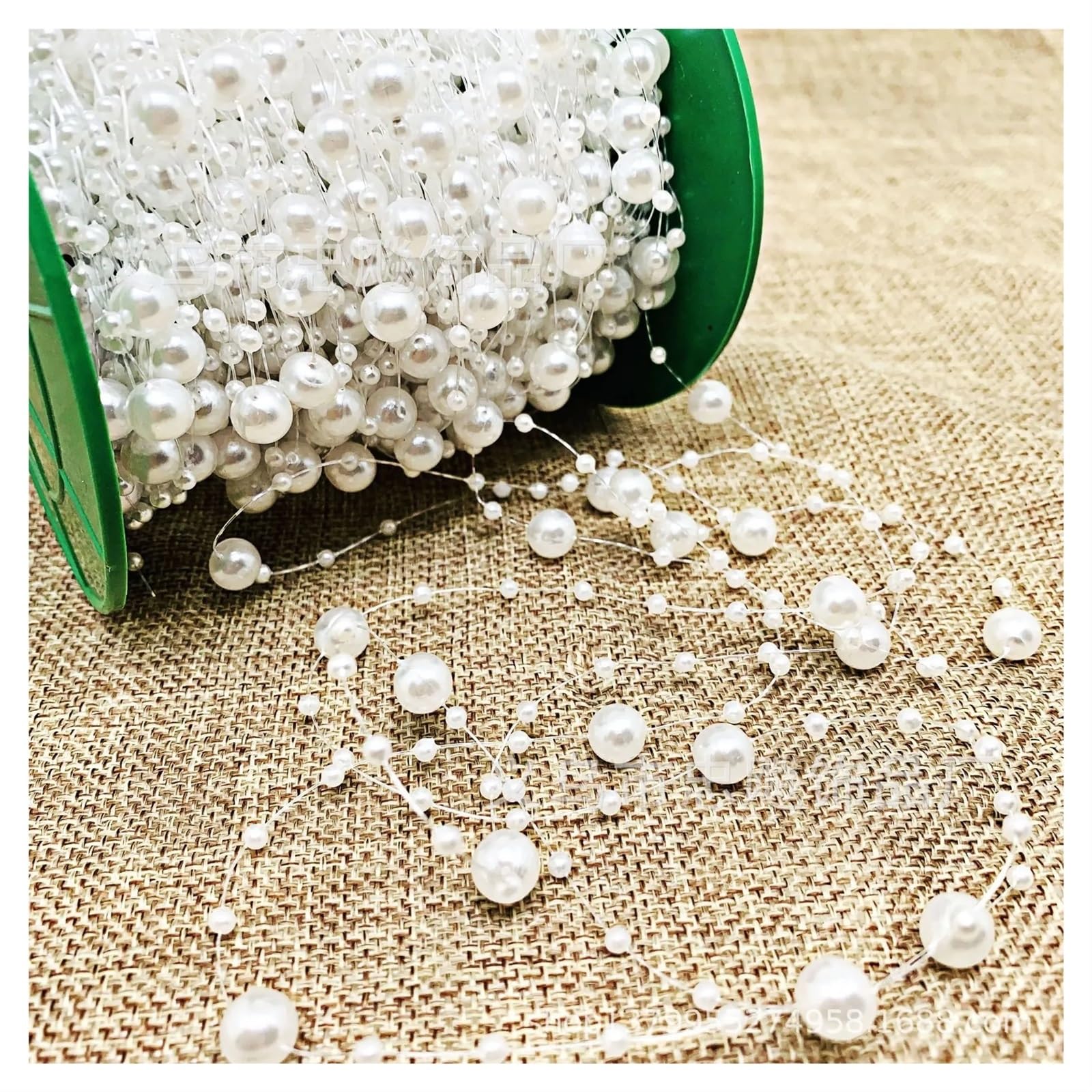 Perlengirlande Dekoration Angelschnur Künstliche Perle Perlen Kette Girlande Blumen Hochzeit Party Dekoration(Pearl White,100 Meter)