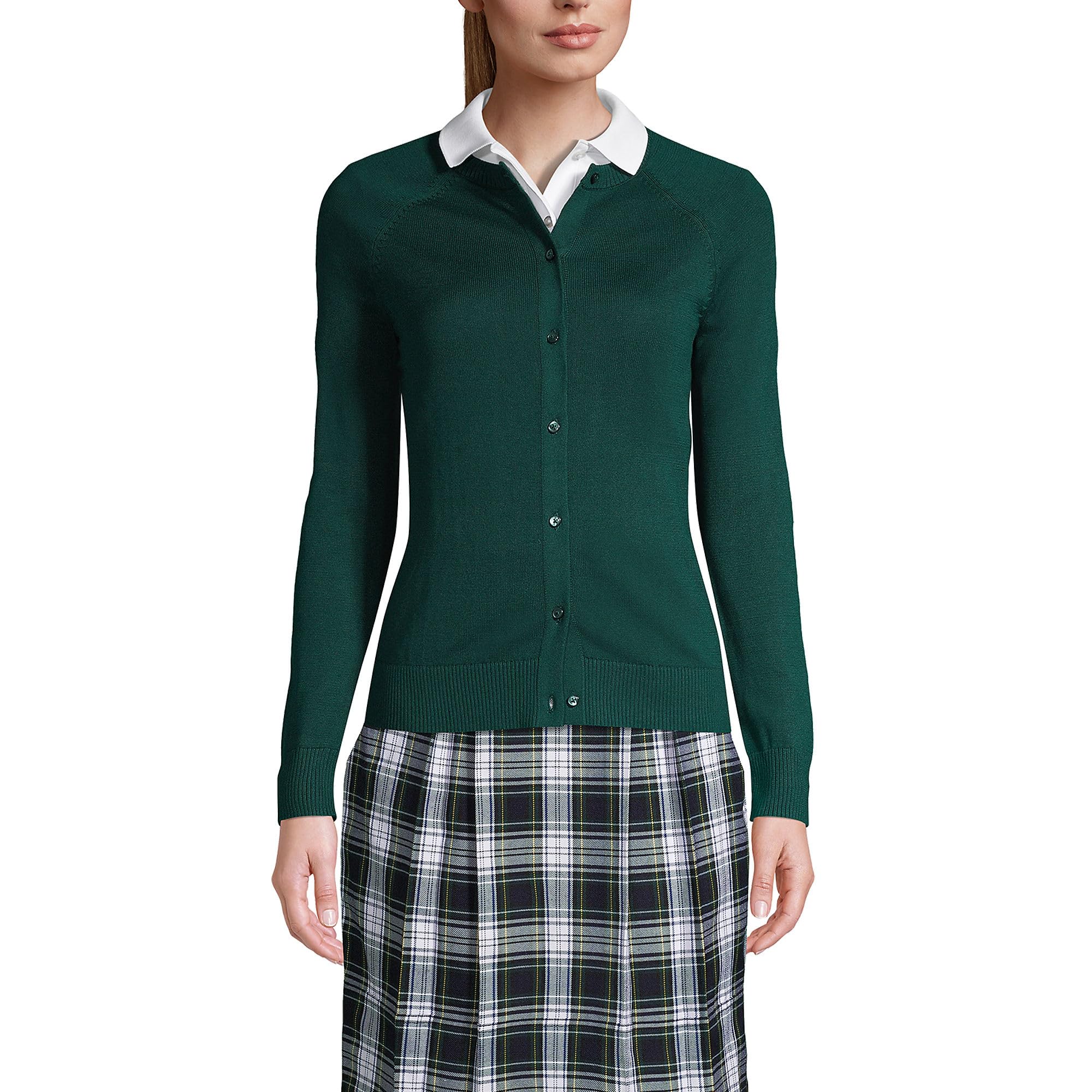 Lands End School Uniform Young Womens Cotton Modal Cardigan Sweater