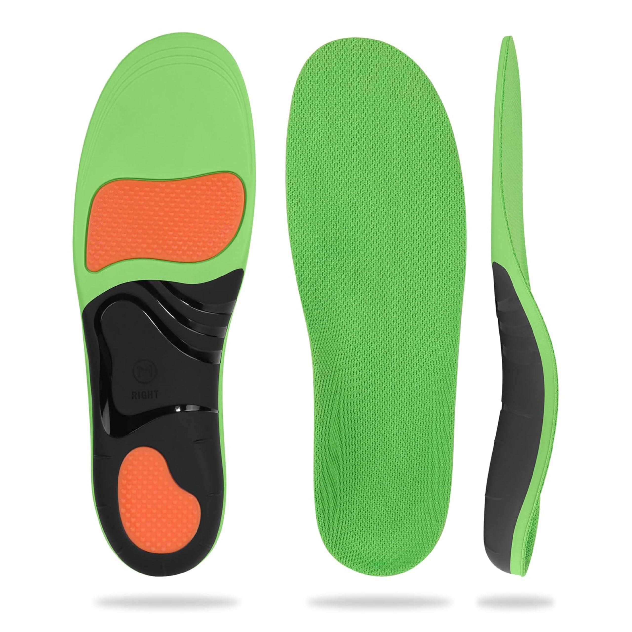 HillcroftHillcroft High Arch Support Orthotic Flat Feet Plantar Fasciitis Protection Cushions, Shock Absorption High Elastic Insoles for Men And Women | Triple Layer Ultra Comfort Cushioning Inserts | Ideal for Flat Foot, Heel Pain Relief, Long Standing, Sports Strain And Running(Green)(Medium)