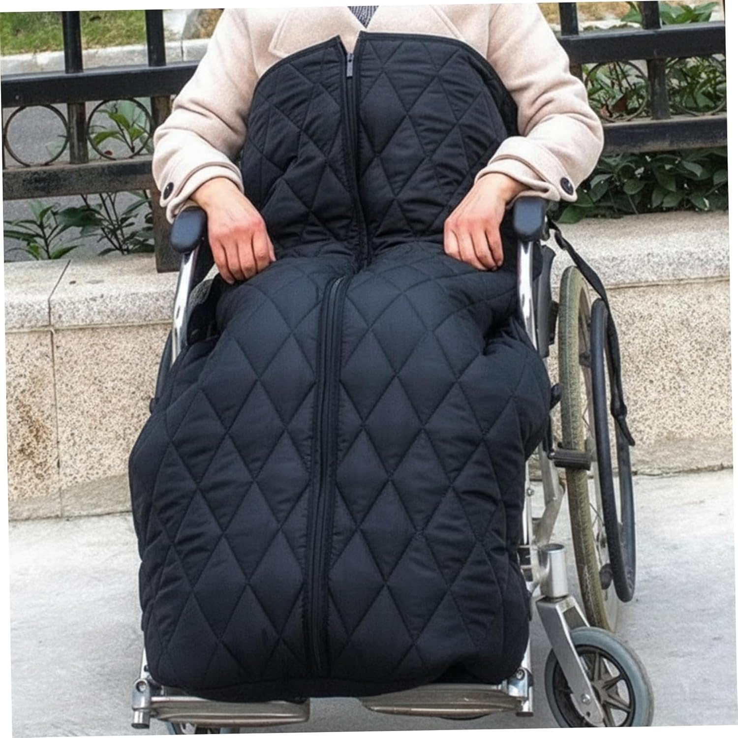 Wheelchair Blanket with Zipper Windproof Warm Fleece Lined Lap Blankets for Elderly Leg and Foot.Health Personal Care.