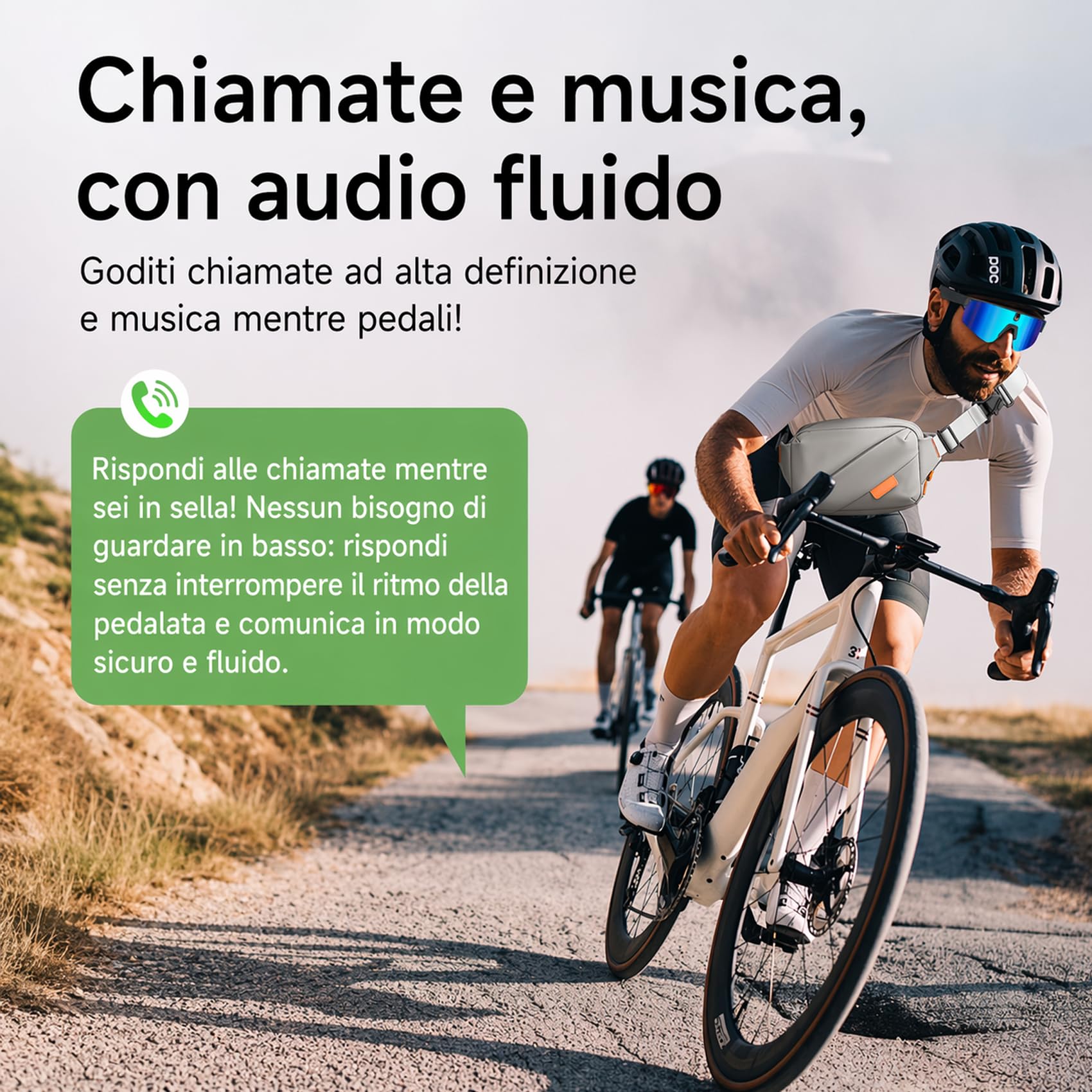 SINOTE'CA Occhiali Smart AI per Ciclismo, Smart Glasses con Fotocamera 8MP, Video HD, Stabilizzazione a 6 Assi, WiFi, Bluetooth 5.4, Audio Open-Ear, Traduzione in Tempo Reale, UV400, Uomo Donna