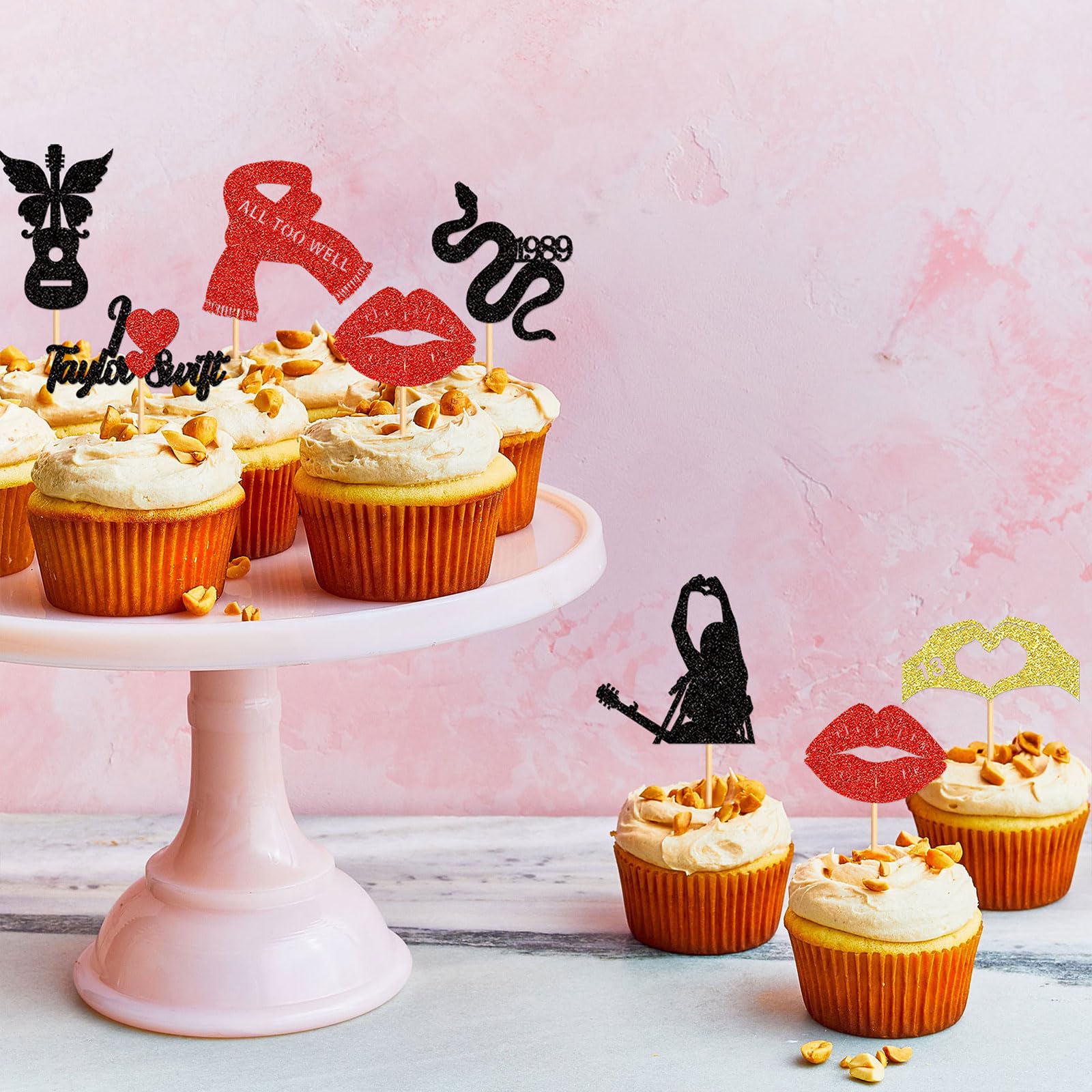 48 Topper Per Cupcake A Forma Di Note Musicali E Chitarra - Decorazioni Per Tema Musicale, Compleanno, Festa