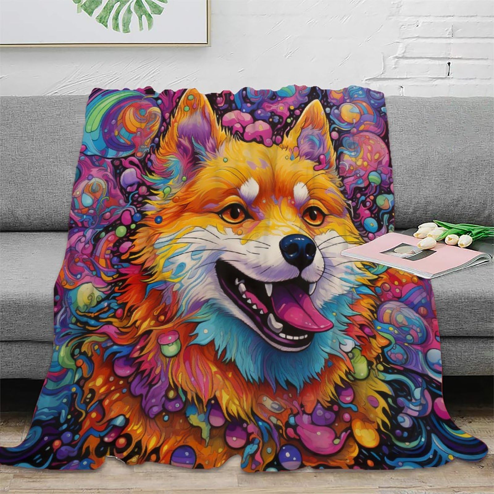 Automne et Hiver Jeté en Peluche pour Chien de Compagnie Couverture Polaire en Flanelle Ultra Douce Couvertures imprimées numériquement 3D Jeté pour canapé-lit Salon 60x80 Pouces (150x200 cm)