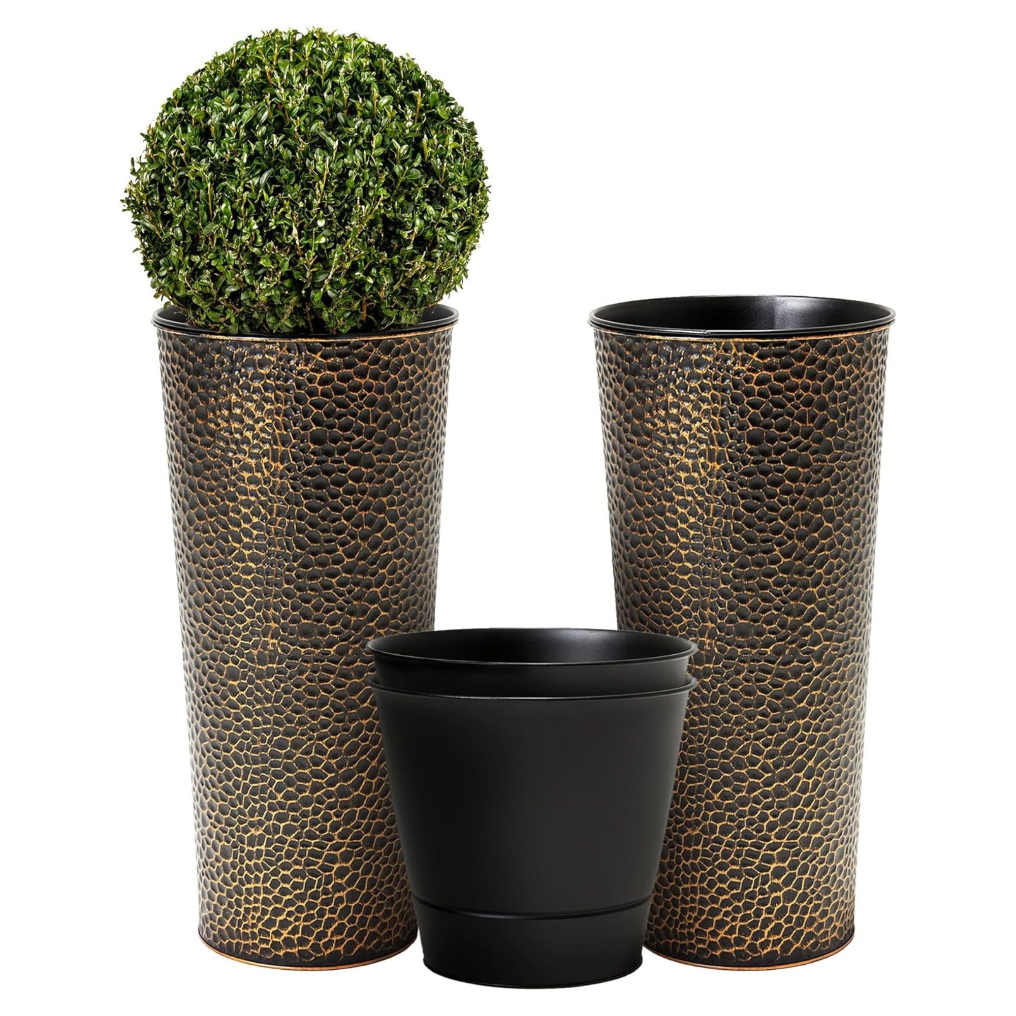 Worth 2 Pack 25 Tall Narrow Hand-Hammered Metal Planter