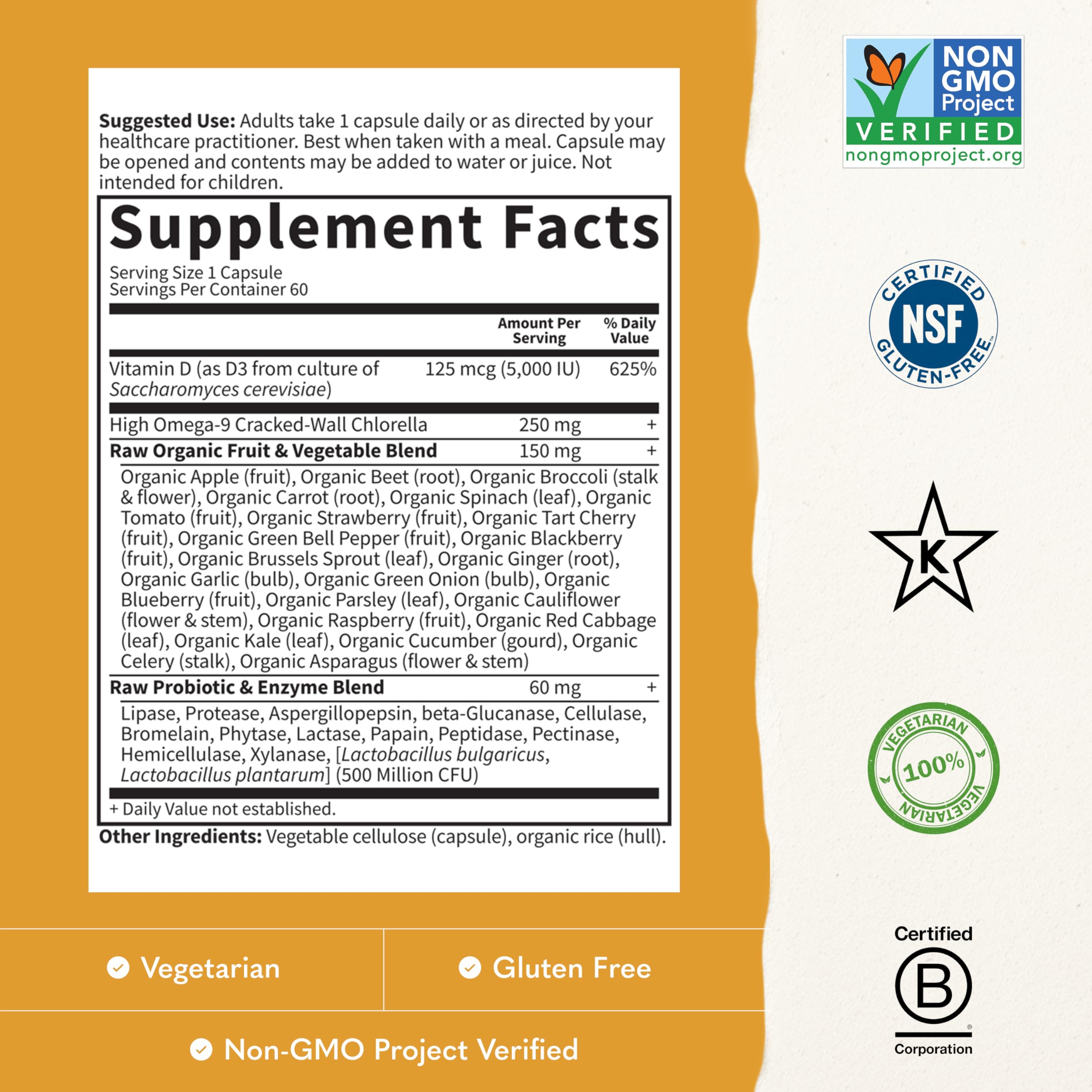 Garden of Life Vitamin Code Raw D3 5000 IU, 60 Vegetarian Capsules — Amazon image 3