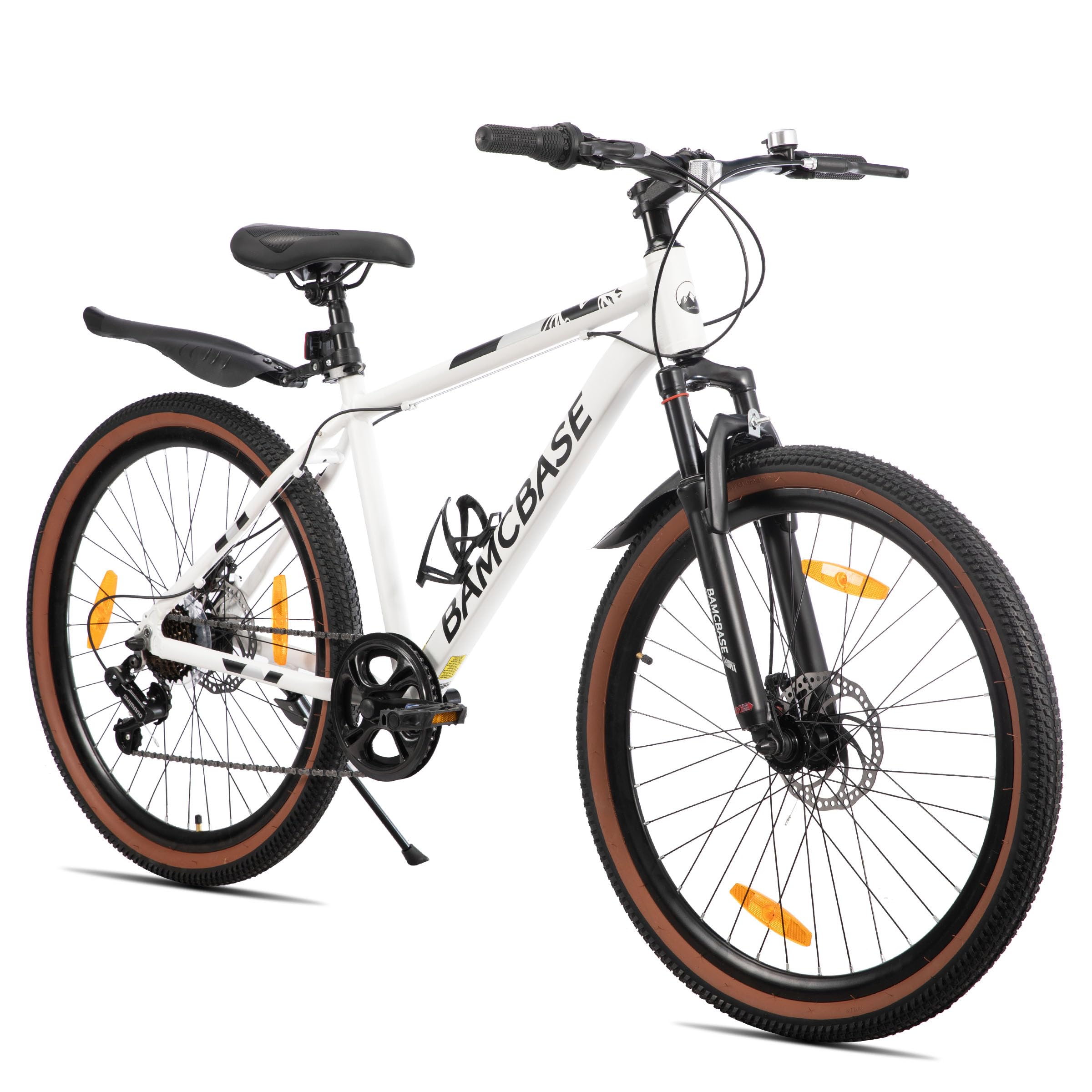 HILAND Bloomer Rower górski 26", MTB, męski i damski, 7-biegowy rower z mechanicznym hamulcem tarczowym, aluminiowa rama Hardtail, uniseks, dla dorosłych, biały