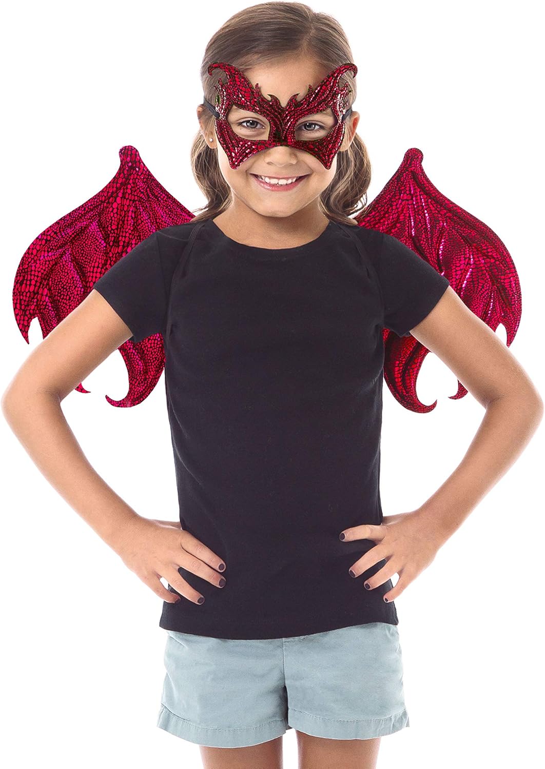 Little Adventures Reversible Dragon Mask and Wing Sets for Boys & Girls (Ages 3-8) (Red)