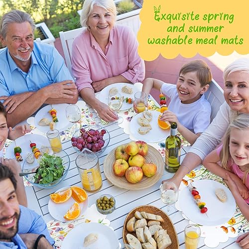 Miniatura 2 de 6 manteles individuales de flores de acuarela de 12 x 17 pulgadas, juego de 6 manteles individuales de plástico de verano, manteles individuales de