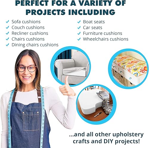 Miniatura 4 de Foamma Acolchado de espuma de tapicería de alta densidad de 4 x 18 x 38 pulgadas, almohada gruesa personalizada, espuma de repuesto para cojines de