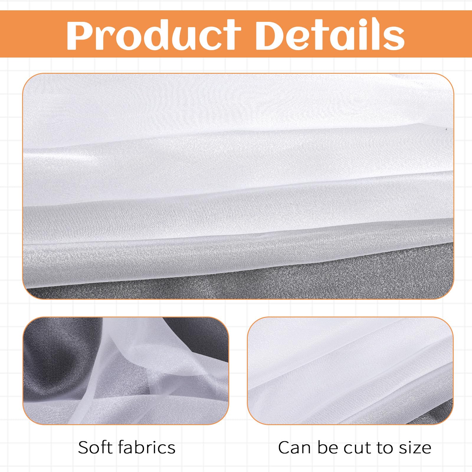 Fynite White Organza Fabric By The Yard | 10 Yard Long | 44" Wide | Bridal Soft Sheer Organza Tulle For DIY Wedding Dress Fashion Craft Decorations