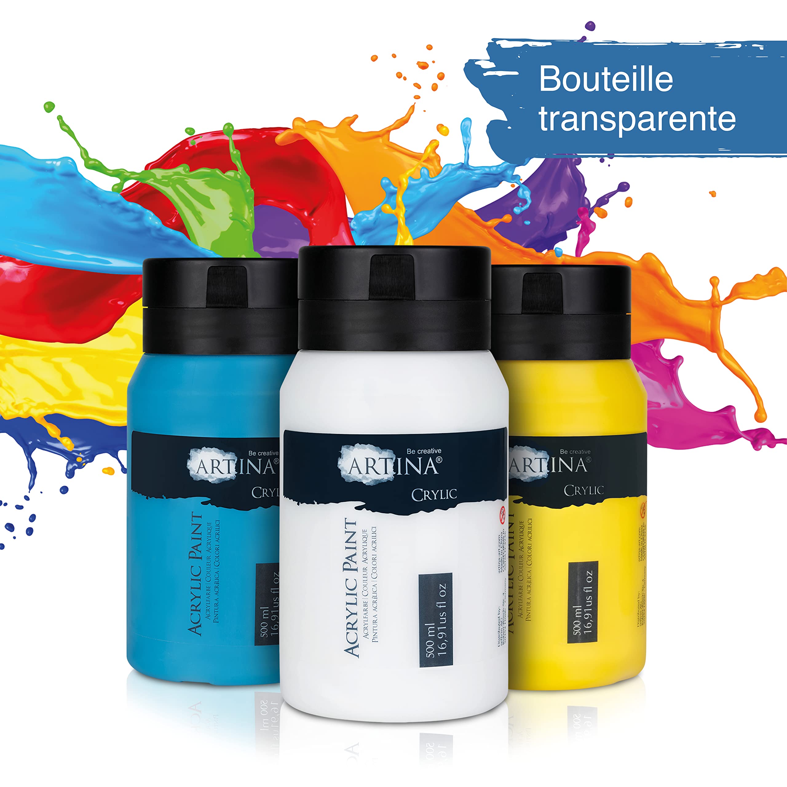Artina kit de 10 peintures acryliques séchage rapide couleurs haute