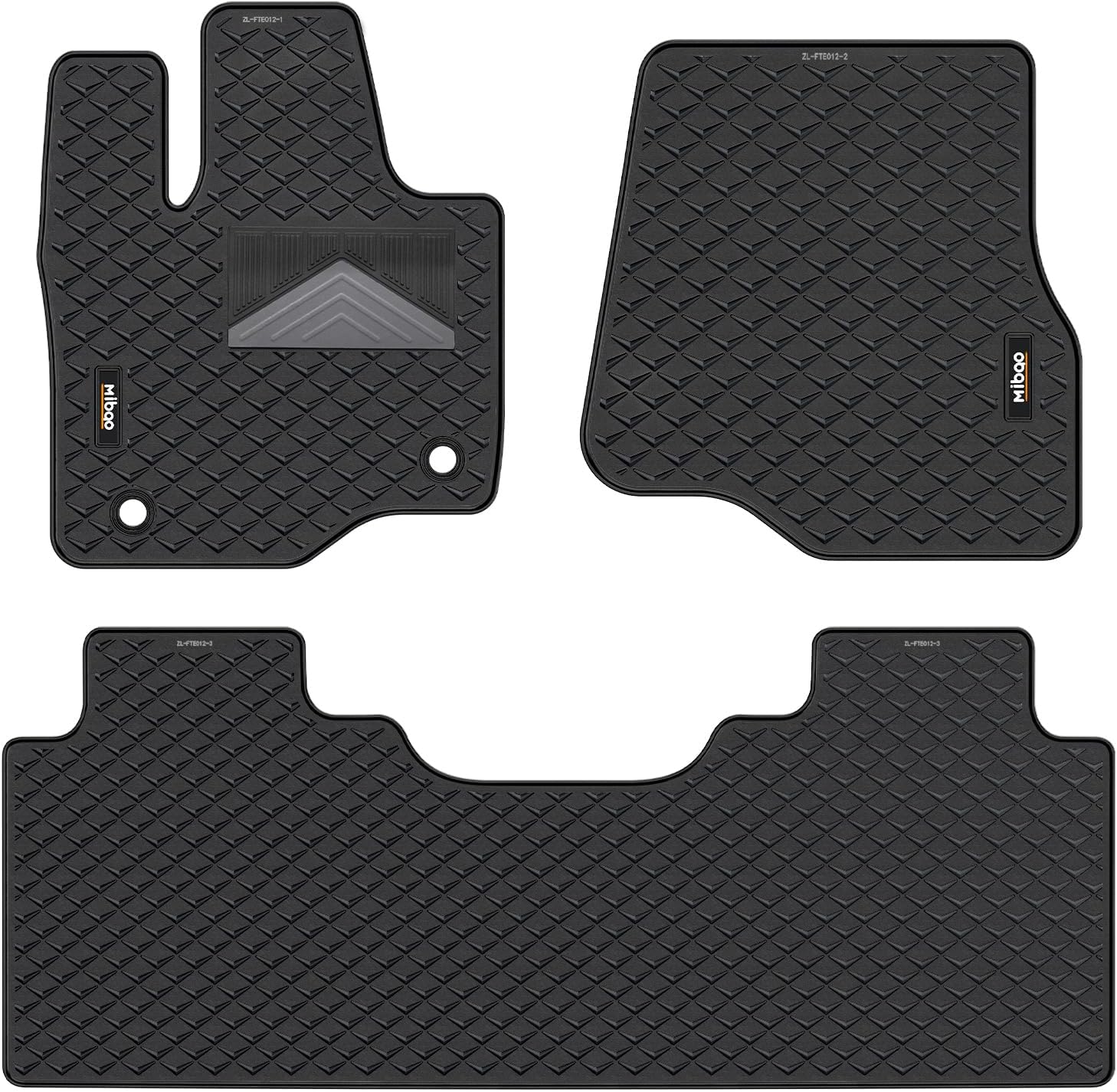 Mibao Floor Mats for 2015-2024 Ford F-150 SuperCrew (Includes 22-24 Lightning Models), All-Weather TPE Car Mats, Anti-Slip Waterproof Automotive Floor Mats, Full Set 3-Piece, Black