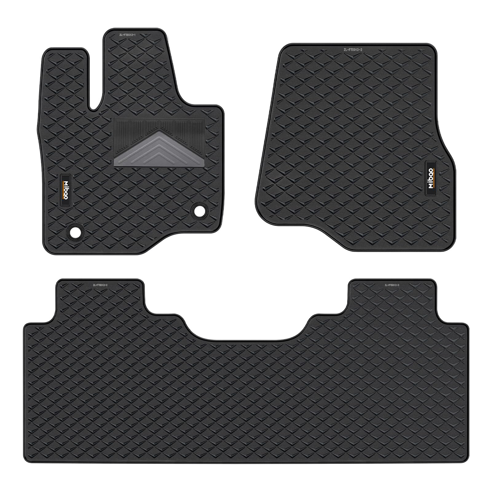 Mibao Floor Mats for 2015-2024 Ford F-150 SuperCrew (Includes 22-24 Lightning Models), All-Weather TPE Car Mats, Anti-Slip Waterproof Automotive Floor Mats, Full Set 3-Piece, Black