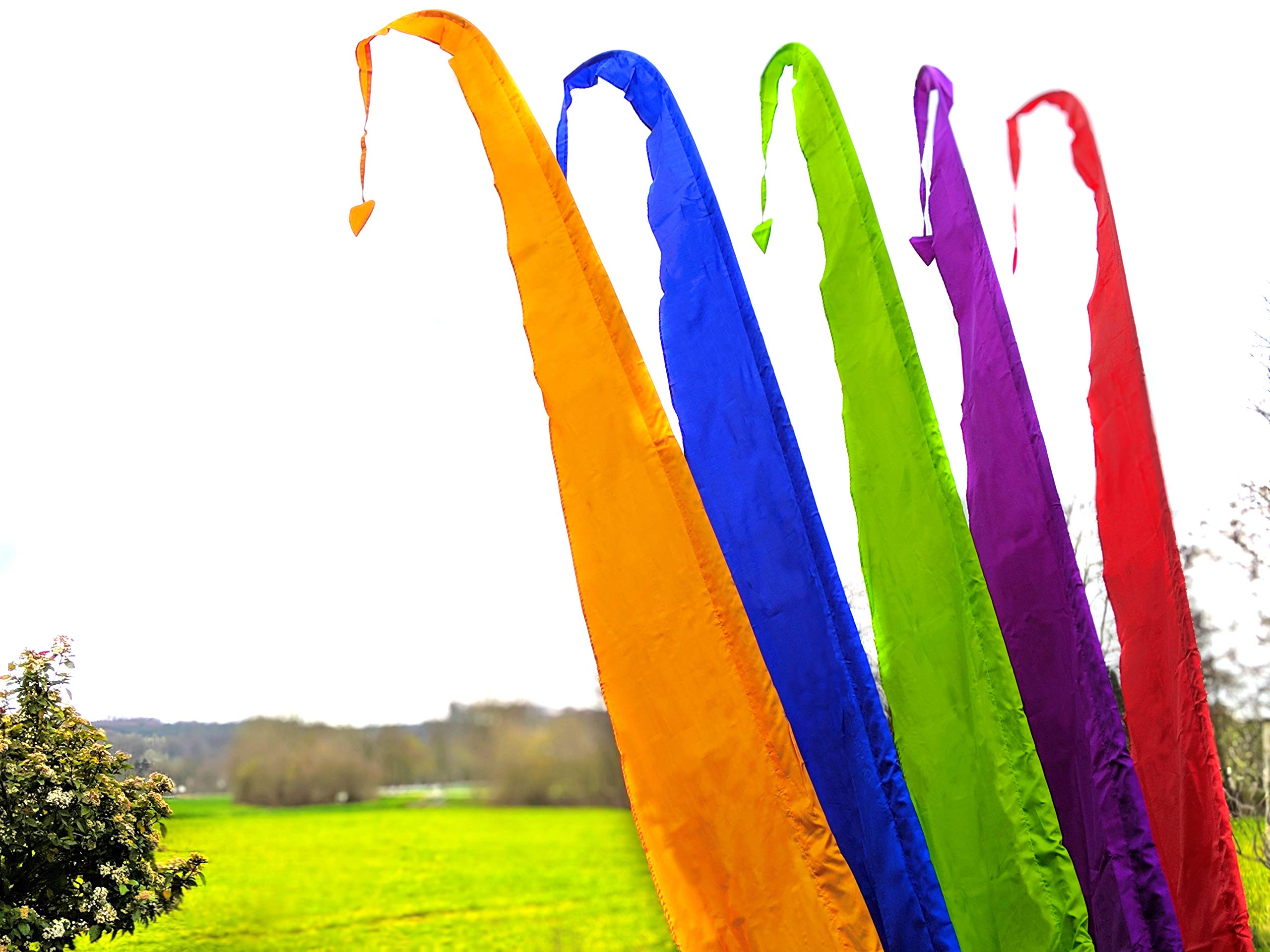 Balifahne 5 Meter Rot mit Stange| Umbul Gartenfahne Original Flagge| Hochwertiger Satin | Dekofahne | Hochzeitsdeko & Event-Banner | Asiatische Windfahne | Geschenk für Gartenfreunde