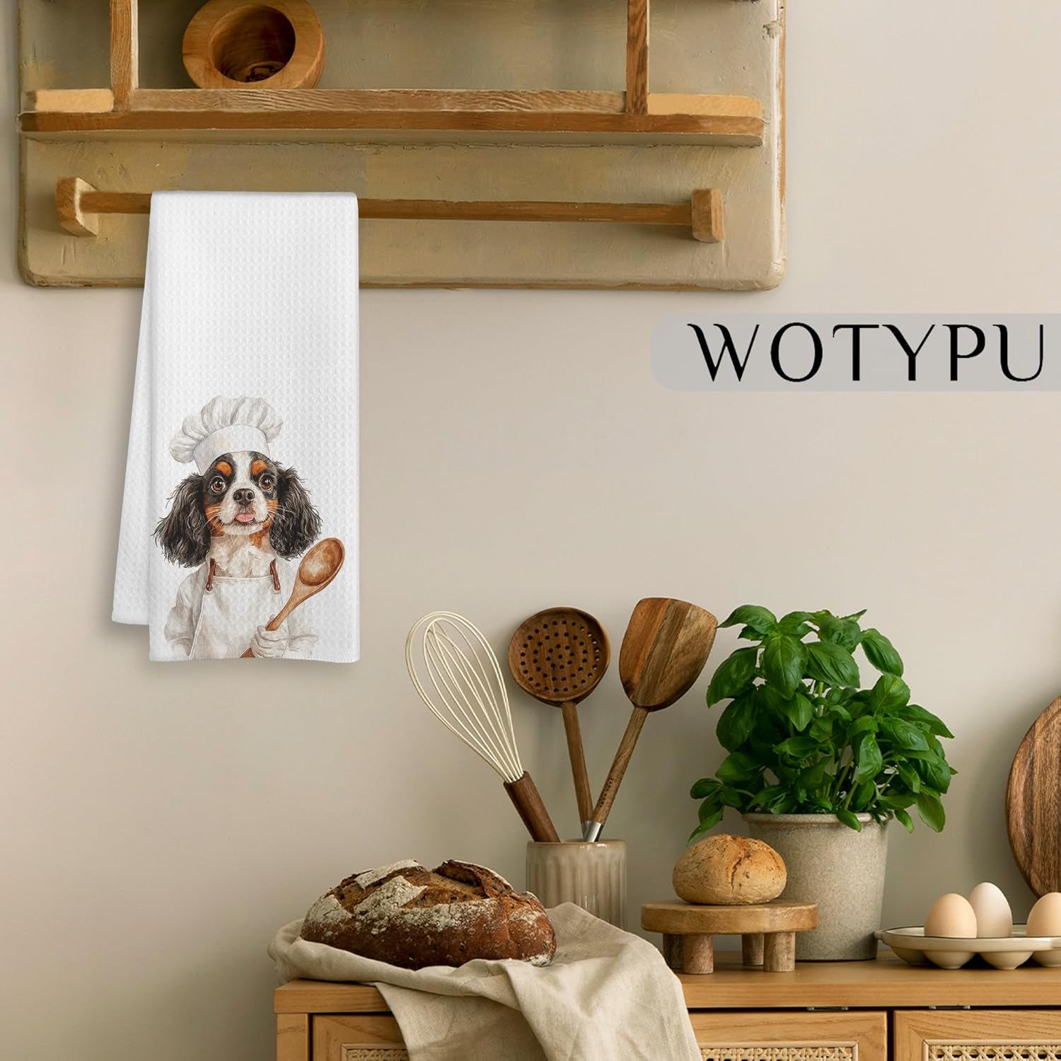 King Charles Cavalier Gifts Kitchen Towels, Cavalier King Charles Spaniel Gifts Dish Tea Towel, Dog Lover Gifts Decorative Hand Towels for Kitchen Bakery Decor, 16x24 Inch - Image 4