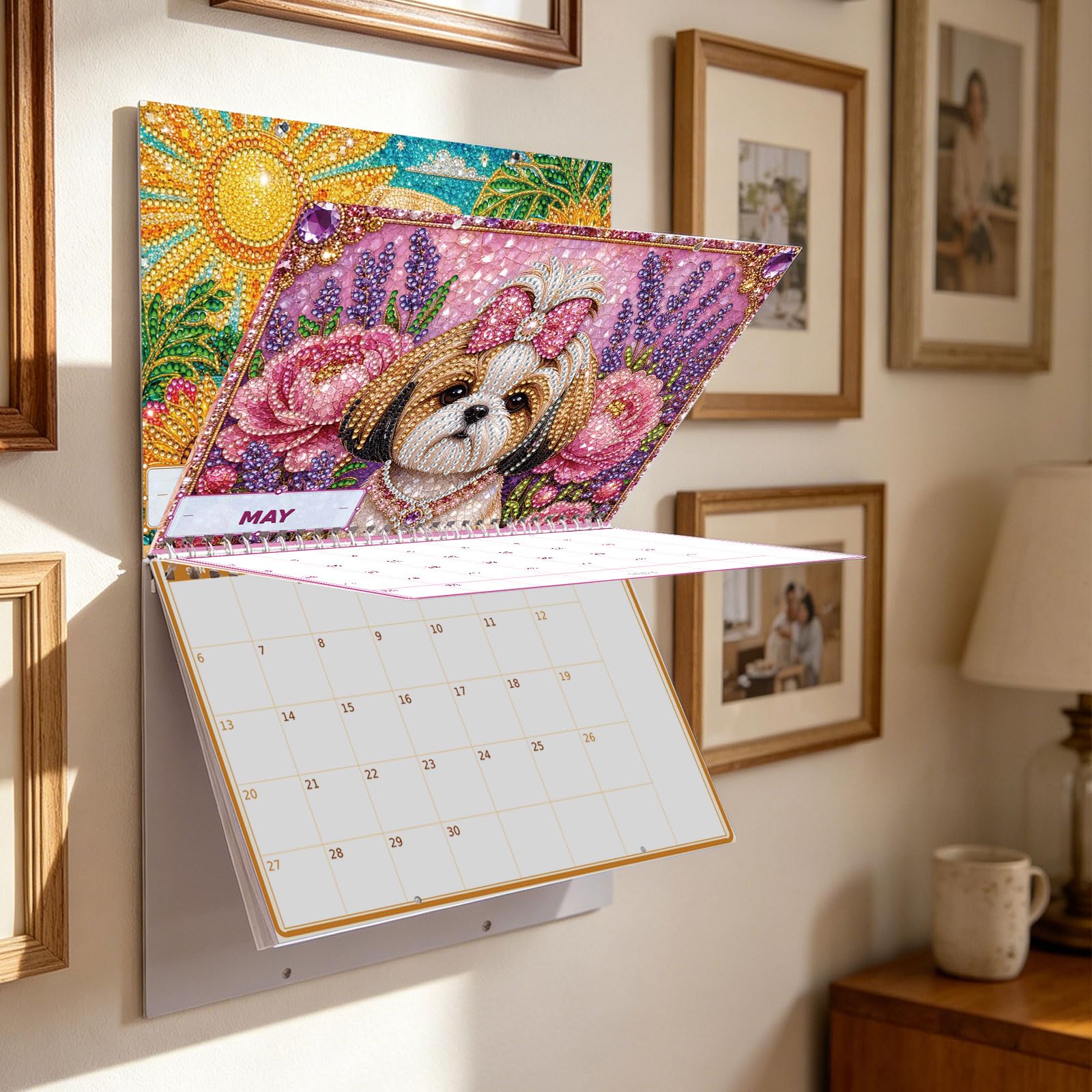 Hunde-Diamant-Kunstkalender 2027 für Erwachsene, DIY-Wanddekoration, 30 x 24 cm