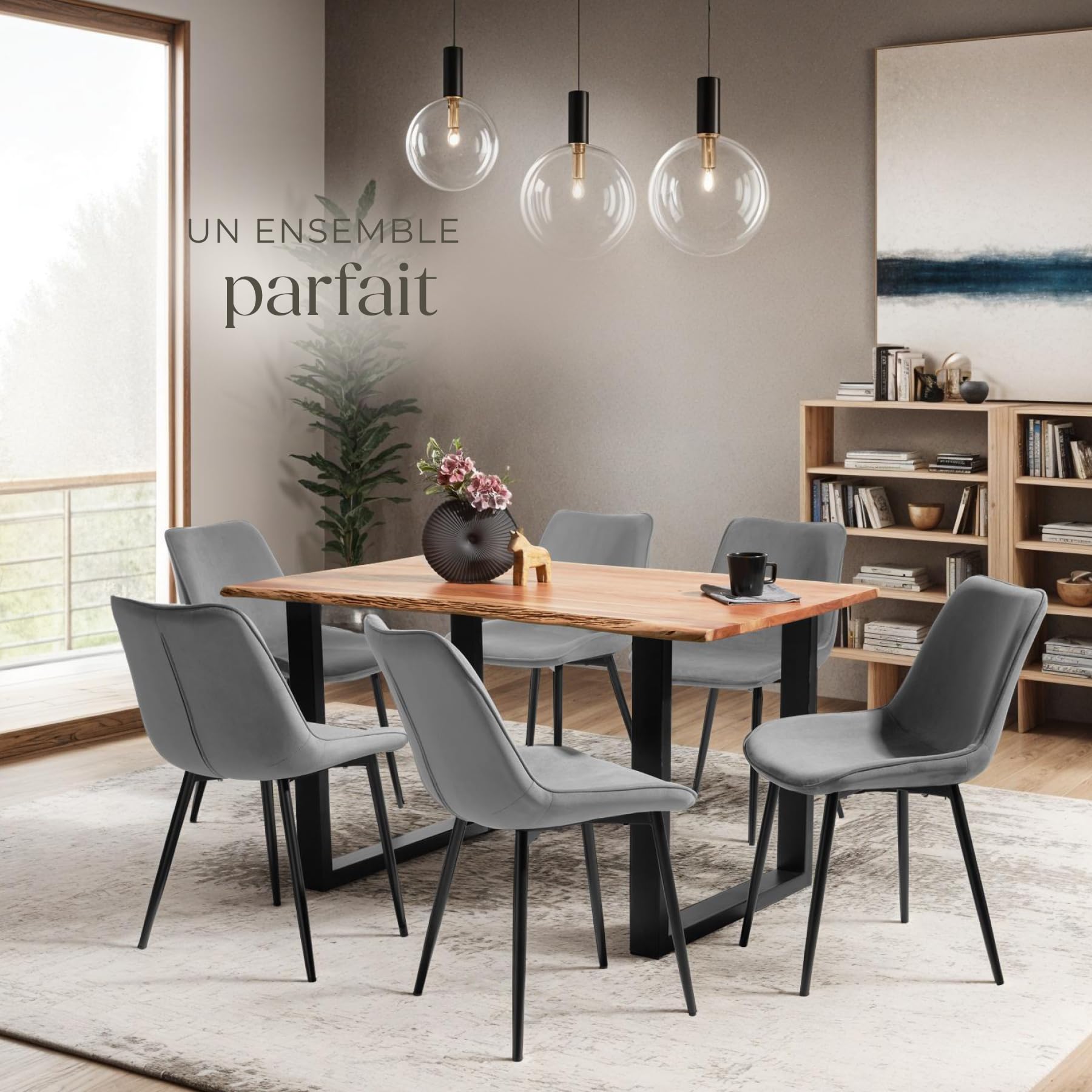 Lot de 2 chaise salle à manger supportant jusqu'à 120 kg beige et noir | Maisons du Monde