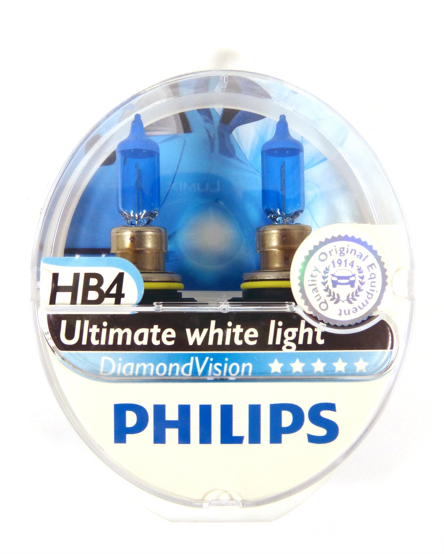 Philips Diamond Vision 5000K Ultimate White Halogen Bulbs 9006 HB4 (Pack of 2)