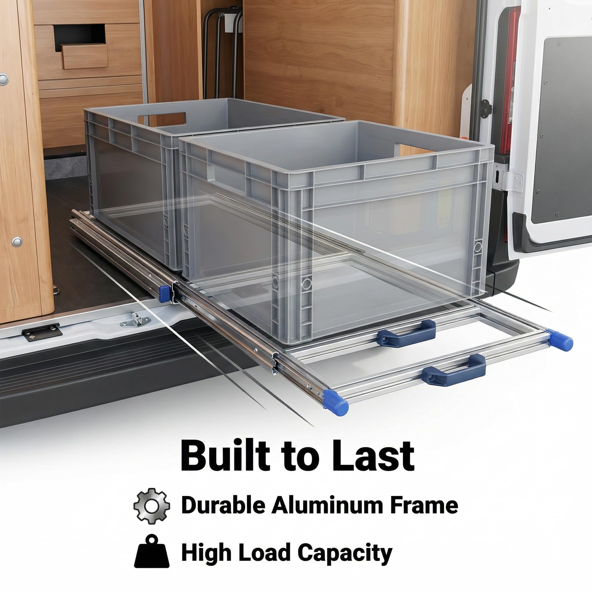 Box truck rear drawer 1200x400mm heavy-duty sliding rail support for camper van, aluminum shelf system for RV trunk, compatible with Eurobox, for ducato, fait camper van modification accessories