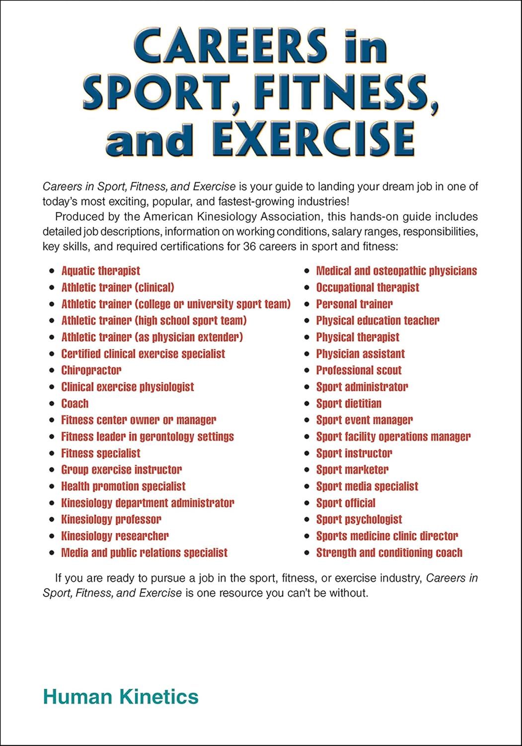 Careers in Sport, Fitness, and Exercise