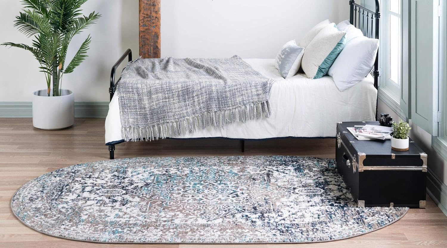 Rugs.com Arlington Collection Rug – 3' x 5' Oval Grey Medium-Pile Rug Perfect for Living Rooms, Large Dining Rooms, Open Floorplans