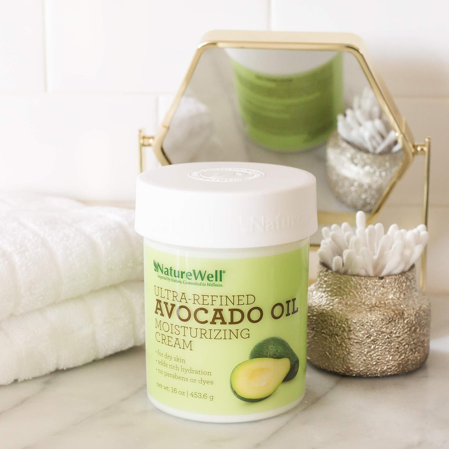 NATUREWELL Ultra-Refined Avocado Oil Moisturizing Cream for Face & Body, Adds Rich Hydration with No Parabens or Dyes,16 oz : Beauty & Personal Care
