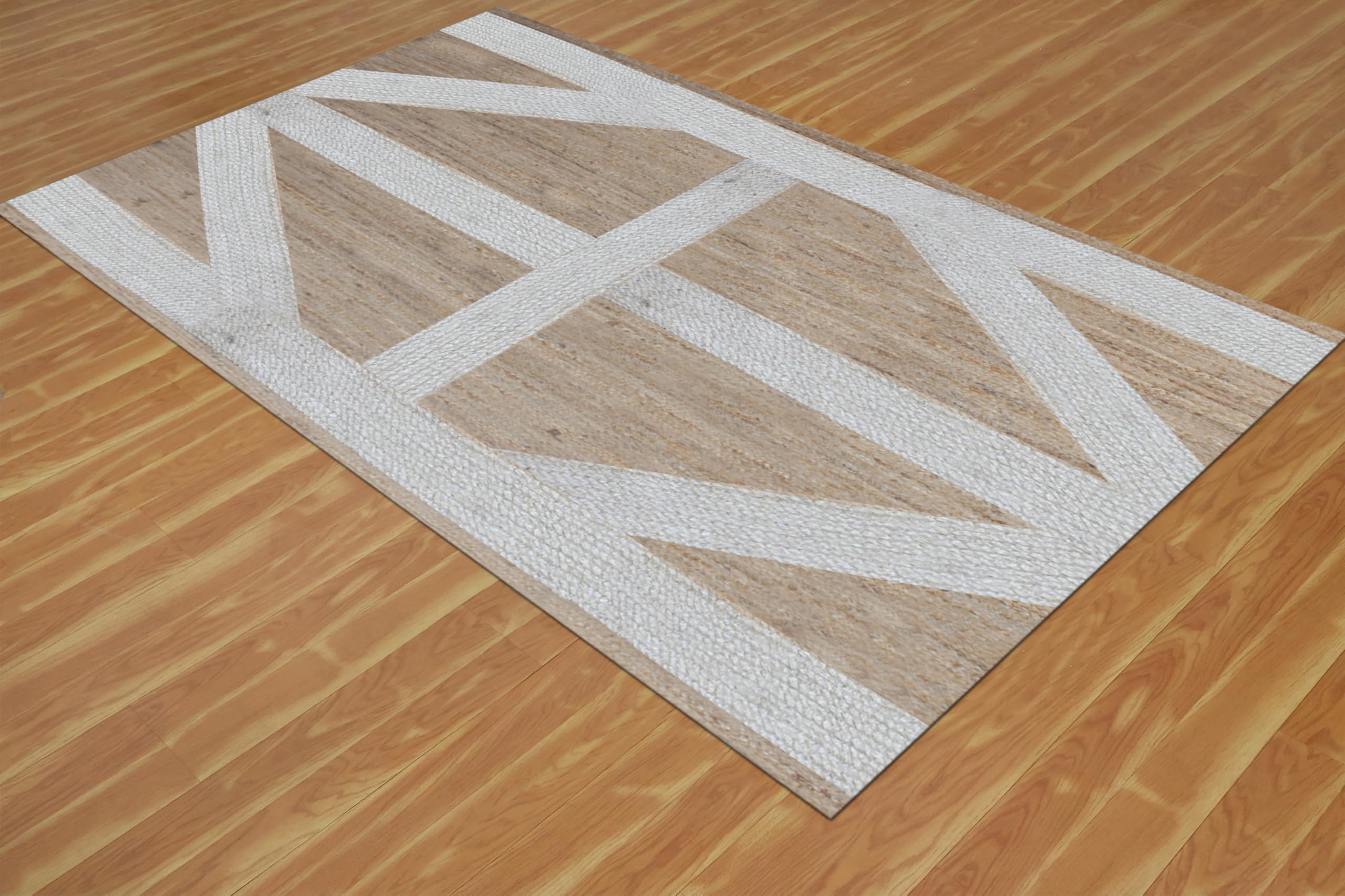 Tapis carré en jute tressé à la main de qualité supérieure, idéal pour les zones très fréquentées dans la chambre, le salon, la cuisine, etc. - Tapis d'extérieur et de terrasse - 3 pièces -