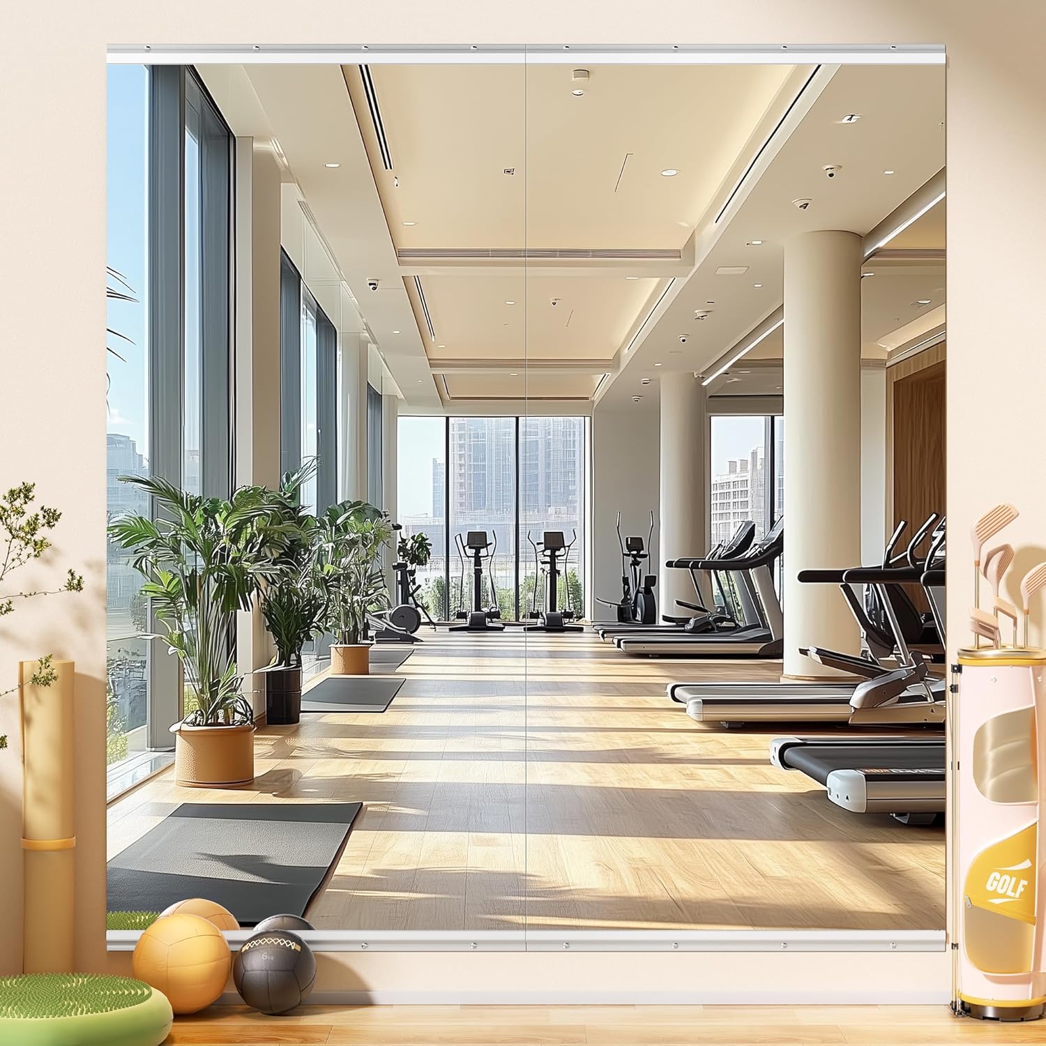 83"x40" 2-Piece Home Gym Mirror Set, Large Full Body Wall-Mounted Workout Mirror, 4MM Tempered Glass for Yoga, Pilates, Dance Studio with Installation Kit