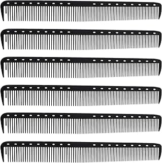 6 عبوات من مشط أسود الكربون غرامة قص مشط ألياف الكربون تصفيف الشعر مشط تصفيف الشعر