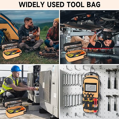 Miniatura 7 de Bolsas de herramientas pequeñas resistentes para hombres con mosquetón, bolsa táctica para herramientas, organizador de almacenamiento de