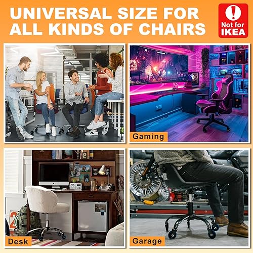 Miniatura 6 de Ruedas para Reemplazo de Rodajas de Silla de Oficina - Ruedas de Goma de 3" para Rodajas de Escritorio de Computadora y Gaming, Rodamiento Suave y