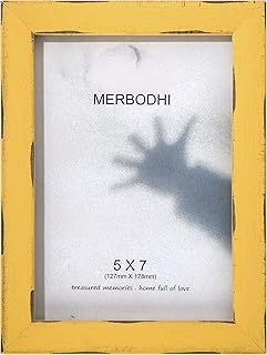 MERBODHI Wood Distressed Picture Frames Solid wood frame .Flat border Picture frame Rustic Wood Photo Frames with Real Gla...