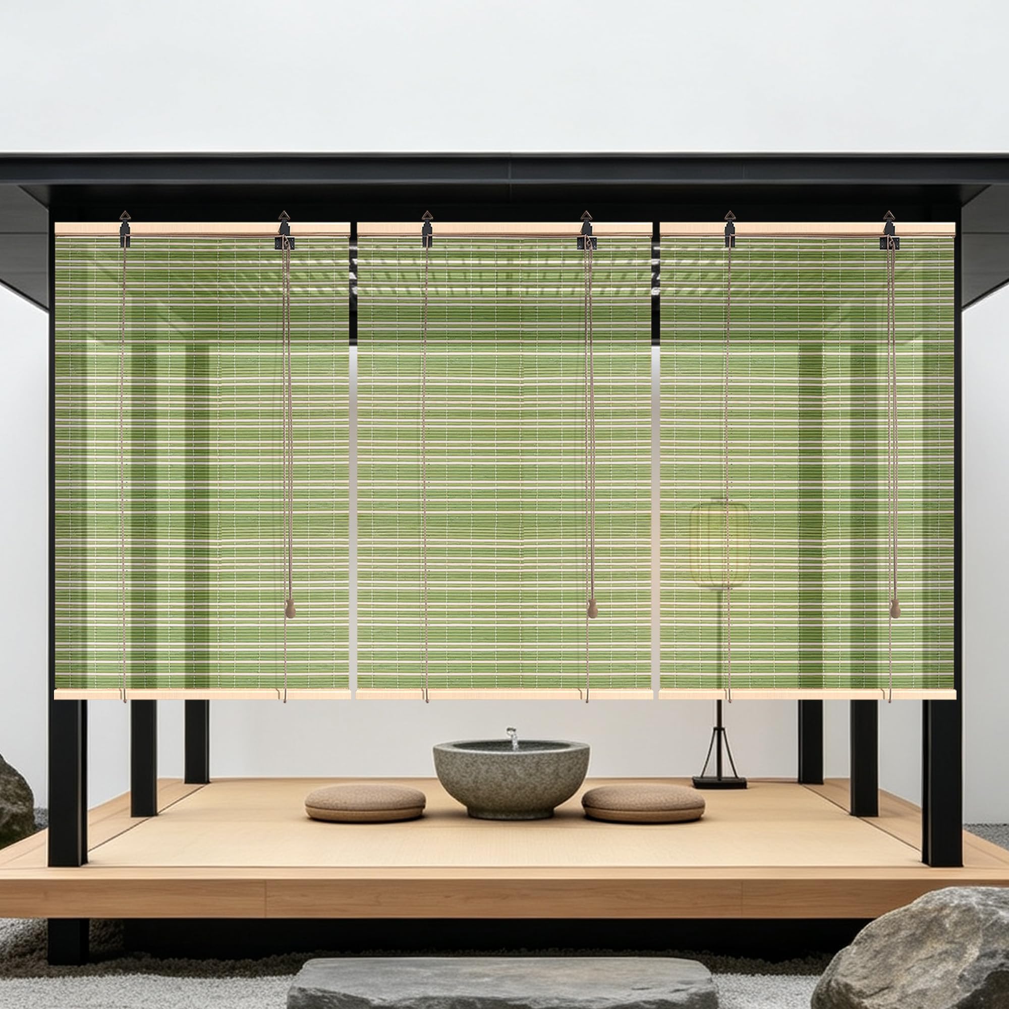 Roleta Bambusowa Roleta 65 x 140 cm Termoizolacyjna Ochrona Przed Słońcem Rolety Okienne Ochrona Prywatności Do Domu, Restauracji, Ogrodu, Na Balkon, Zielony