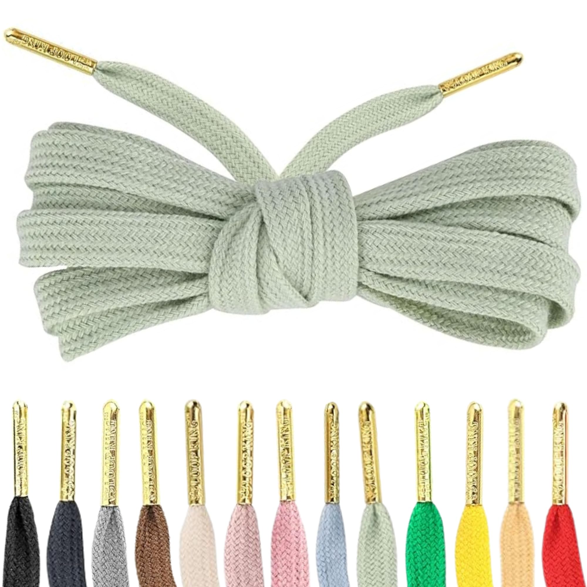 Loop King Shoe Laces- Premium Flat Cotton Laces for Sneakers with Gold Tips - Perfect for Athletic Adults and Kid