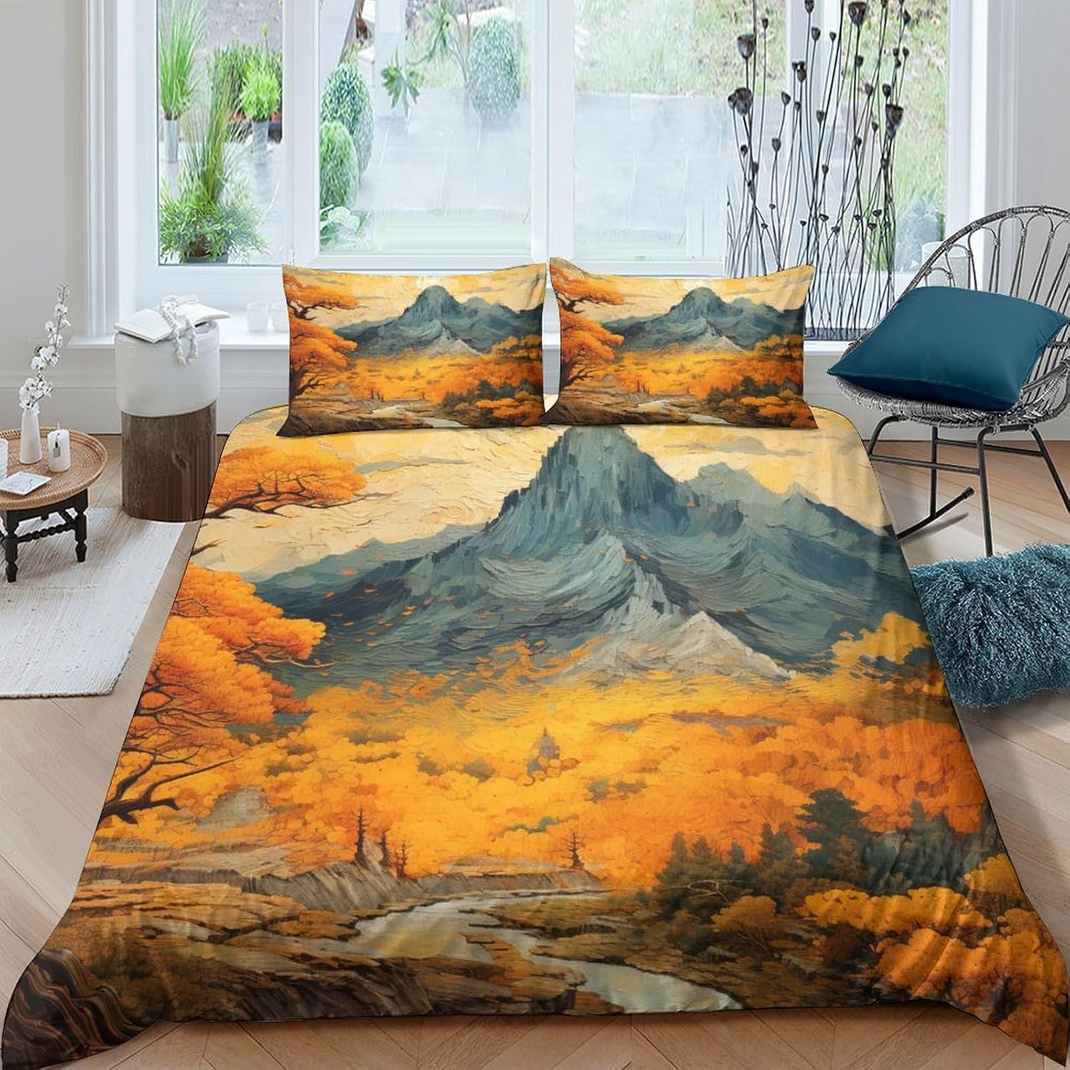 Parure de lit 200x200 alpine en microfibre avec housse de couette 3D et 2 taies