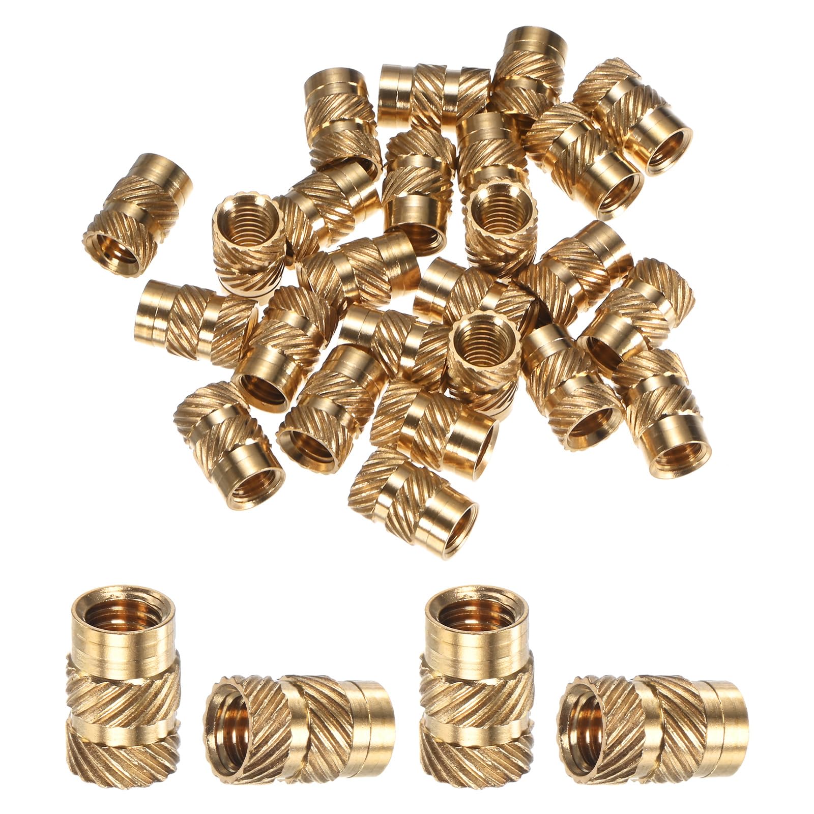 M METERXITY 25-Pack Threaded Inserts, M6 x 12mm L x 8mm OD Brass Heat Set Insert Nuts