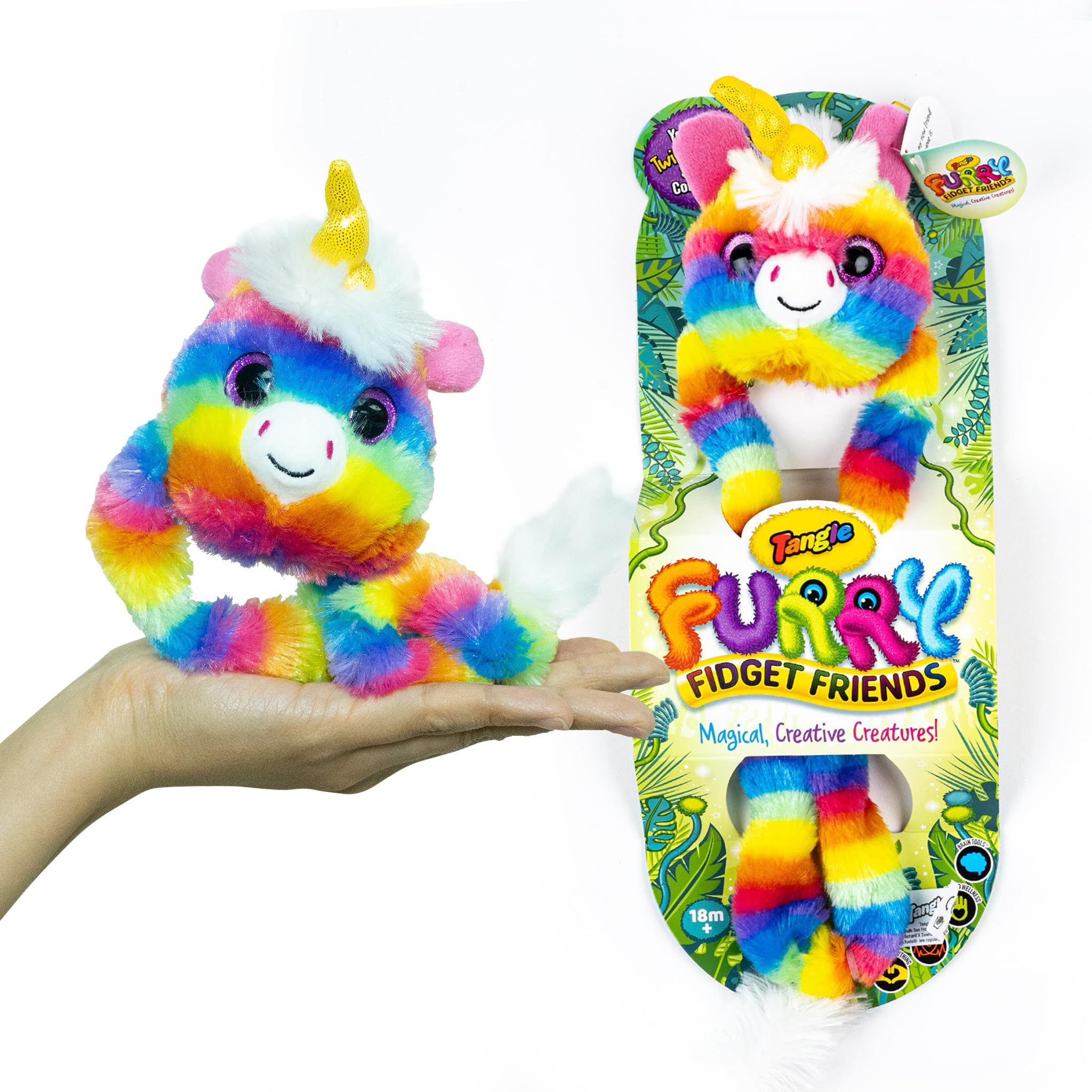 TANGLEFurry Fidget Friends - New! Uni The Unicorn - Plush Fidget Toy - Magical, Creative Creatures from The Tanglonia Universe - Take Your Furry Fidget Friend with You Everywhere!