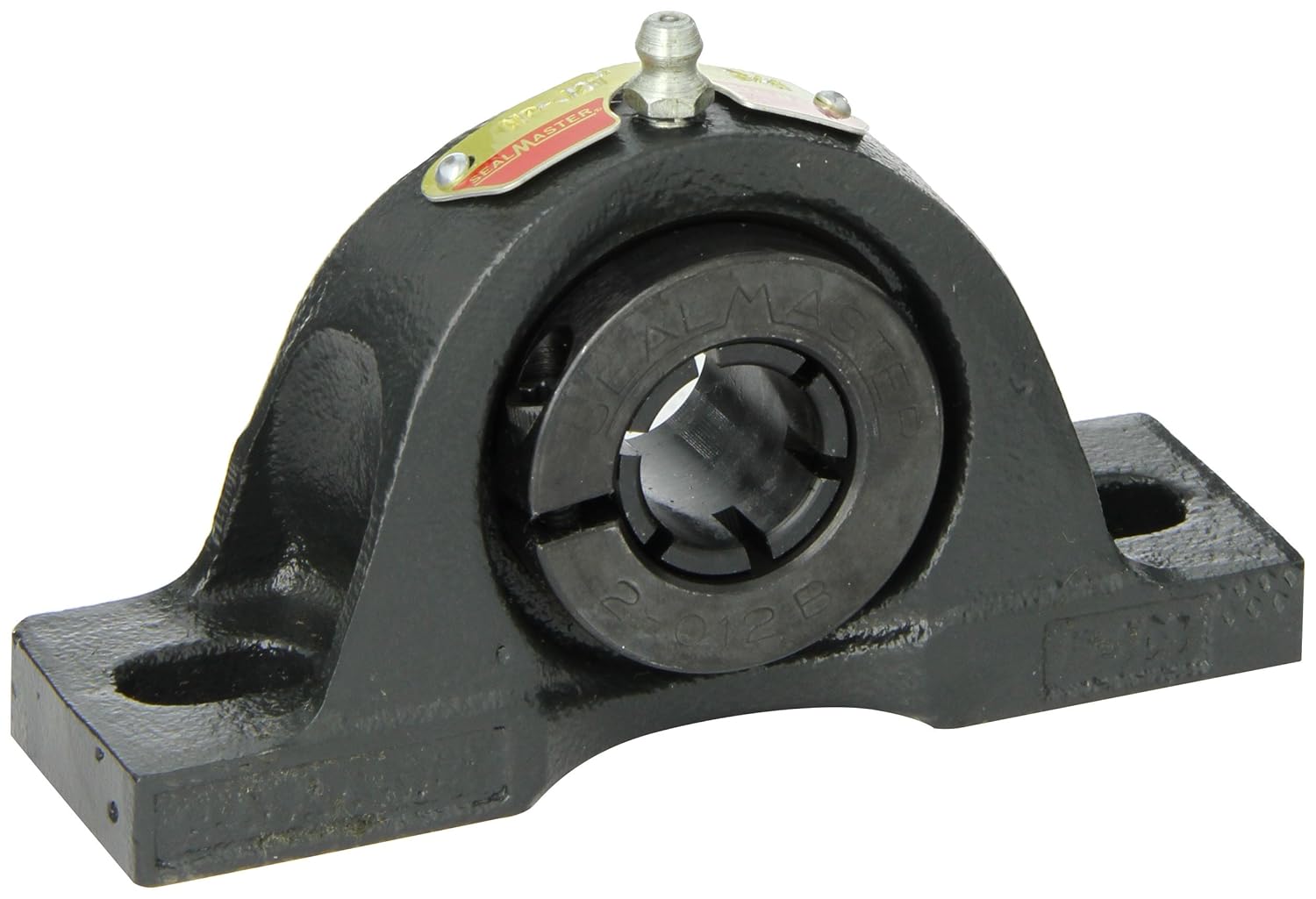 Sealmaster NP-12T Pillow Block Ball Bearing, Non-Expansion Type, Normal-Duty, Regreasable, Skwezloc Collar, Felt Seals, Cast Iron Housing, 3/4" Bore, 1-5/16" Base to Center Height, 3-3/4" Bolt Hole Spacing Width