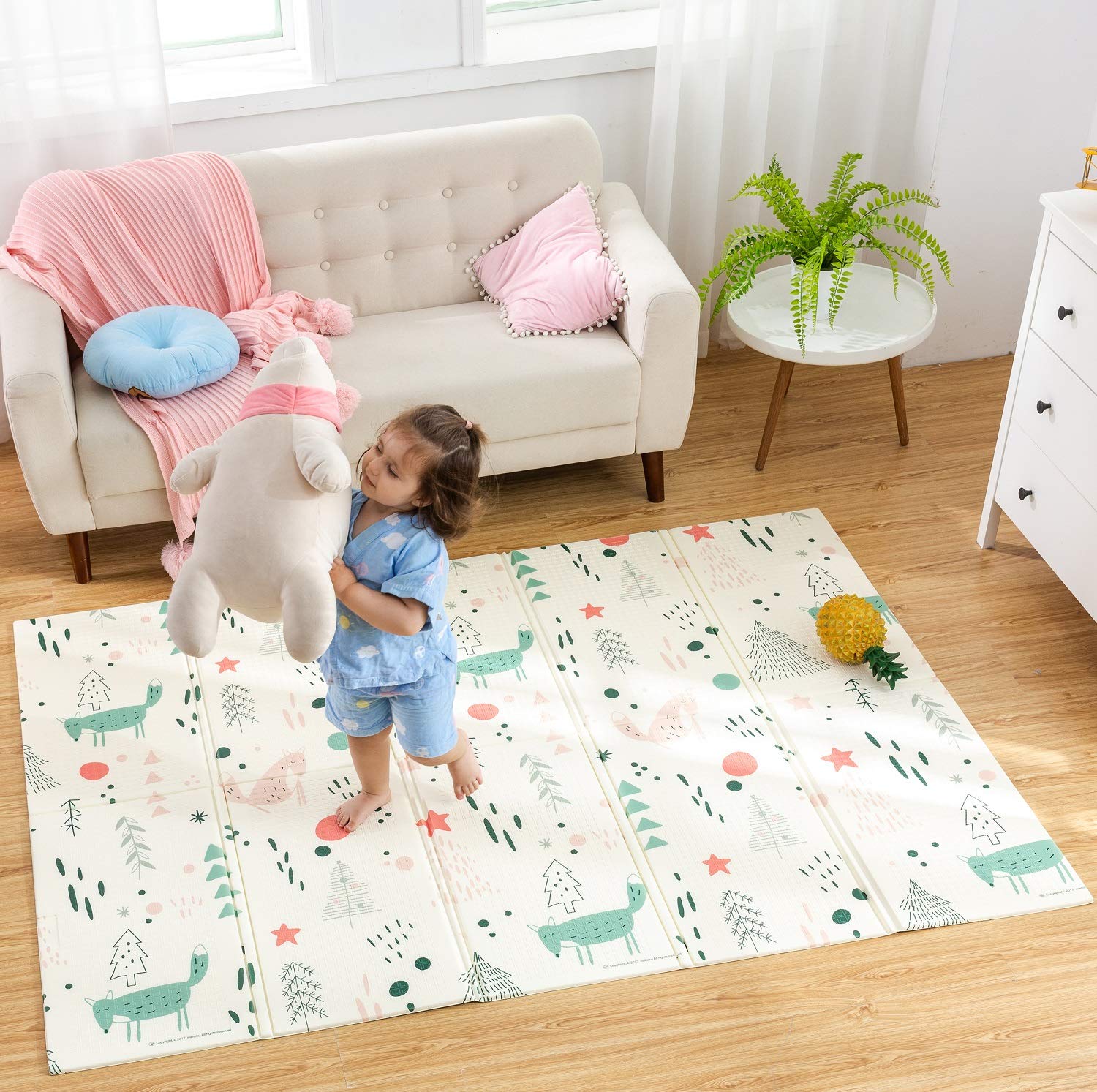 Infant Shining Baby Play Mat, 58in'x78in',0-6 Years Old Baby,Foldable Play Mat, Waterproof and Antis