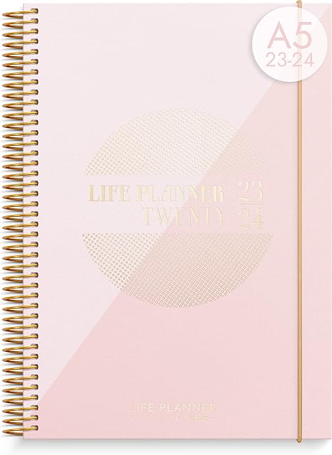 Burde Academic Diary 2023 2024 | Life Planner Pink | Week to View | 31 July 2023 to 25 August 2024 | Weekly | School | Mid-Year | 120gsm paper