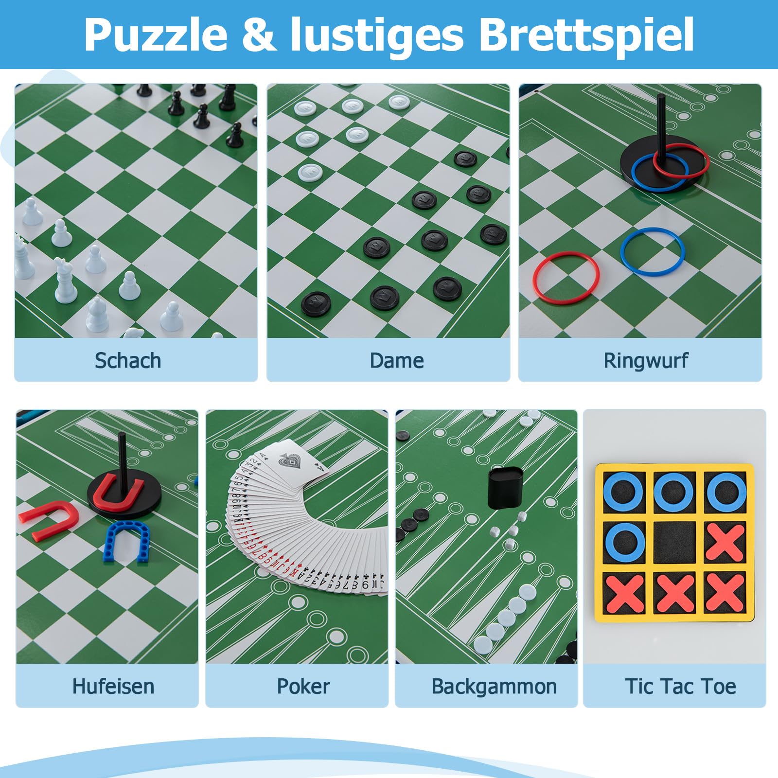GOPLUS 14 in 1 Spieltisch, Kombi-Tisch für Kinder & Erwachsene | Tischspiel mit Basketball, Billard, Tischfußball, Tischtennis, Hockey, Shuffleboard, Bowling, Schach, Dame & Backgammon