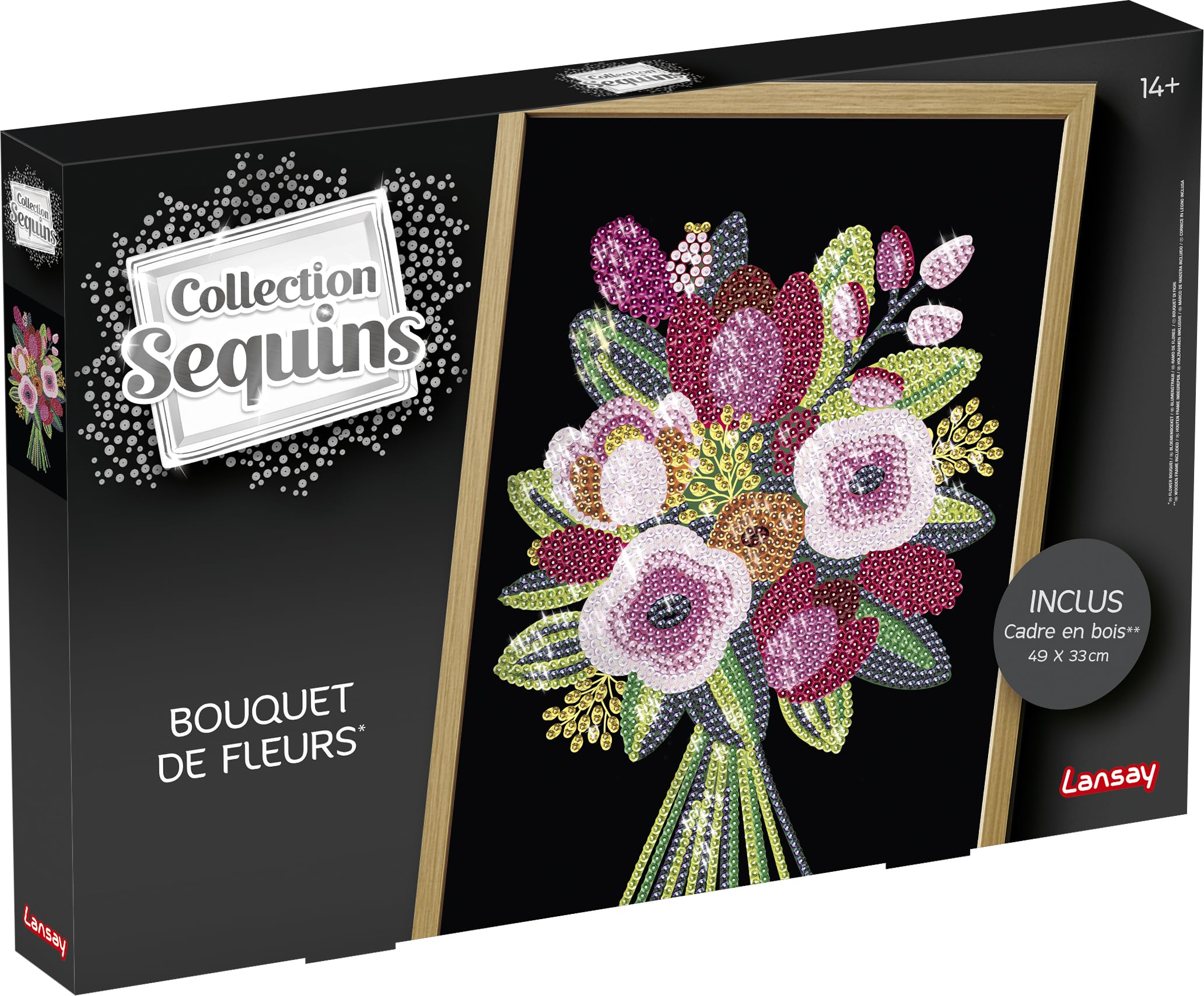 Lansay - Collection Sequins Bouquet de Fleurs - Cadre en Bois - Dès 14 Ans