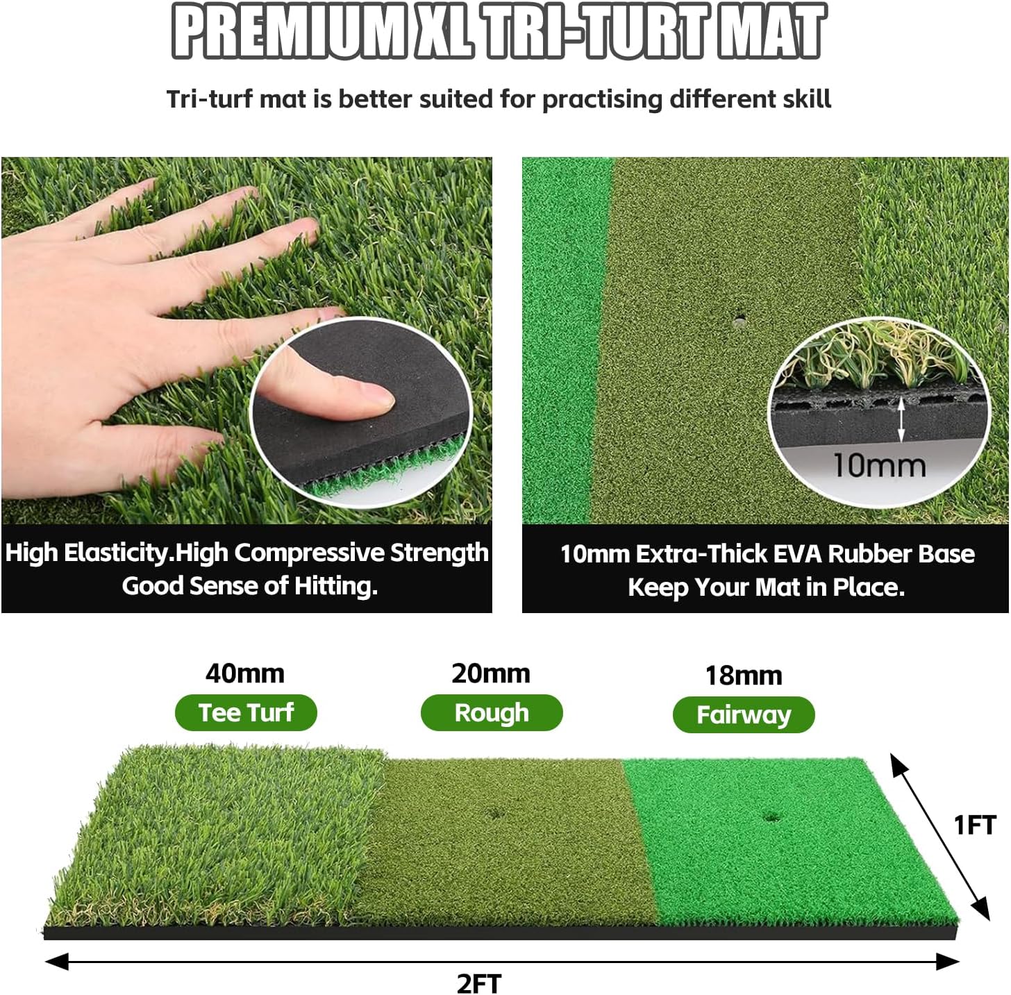 Golf Net Practice 10x7ft with Tri-Turf Mat & Real Balls Set Indoor Outdoor Golf Training Equipment for Backyard Driving Practice Enthusiast Gifts
