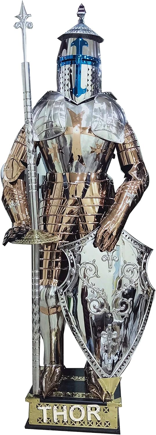 THOR INSTRUMENTS Medieval Stainless Steel Copper full body Wearable Knight Armor Suit Halloween Rustic Vintage Home Decor Gifts